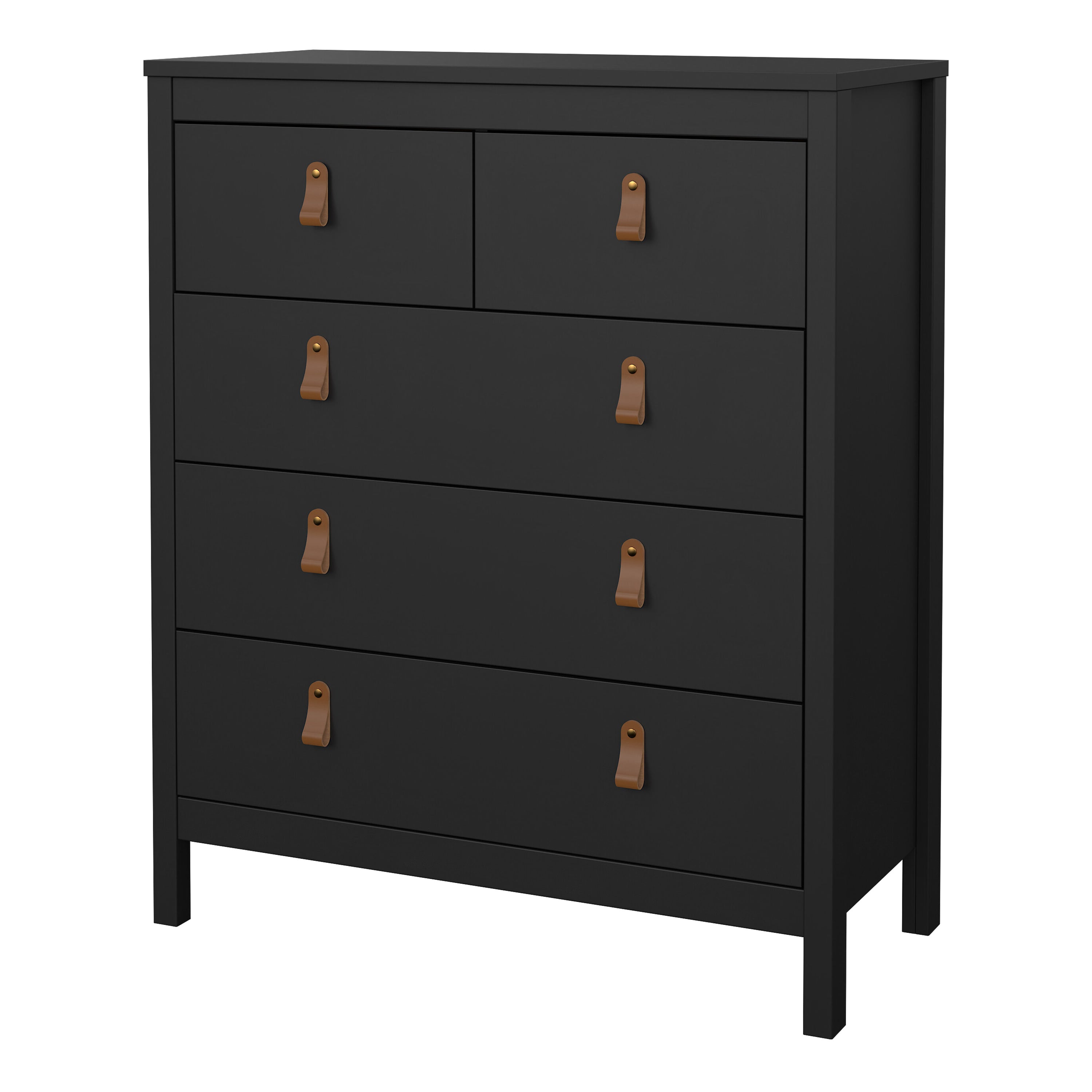 Barcelona Chest 3+2 Drawers in Matt Black – FTG, view 3