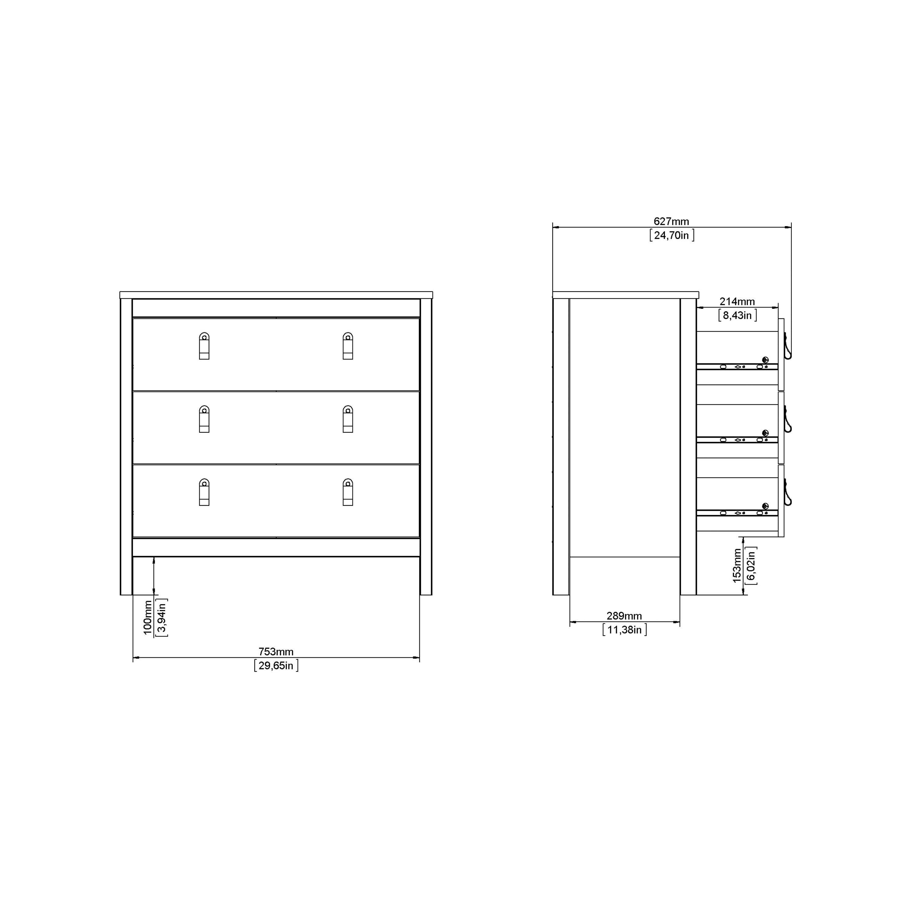Barcelona Chest 3 Drawers in White – FTG, view 10