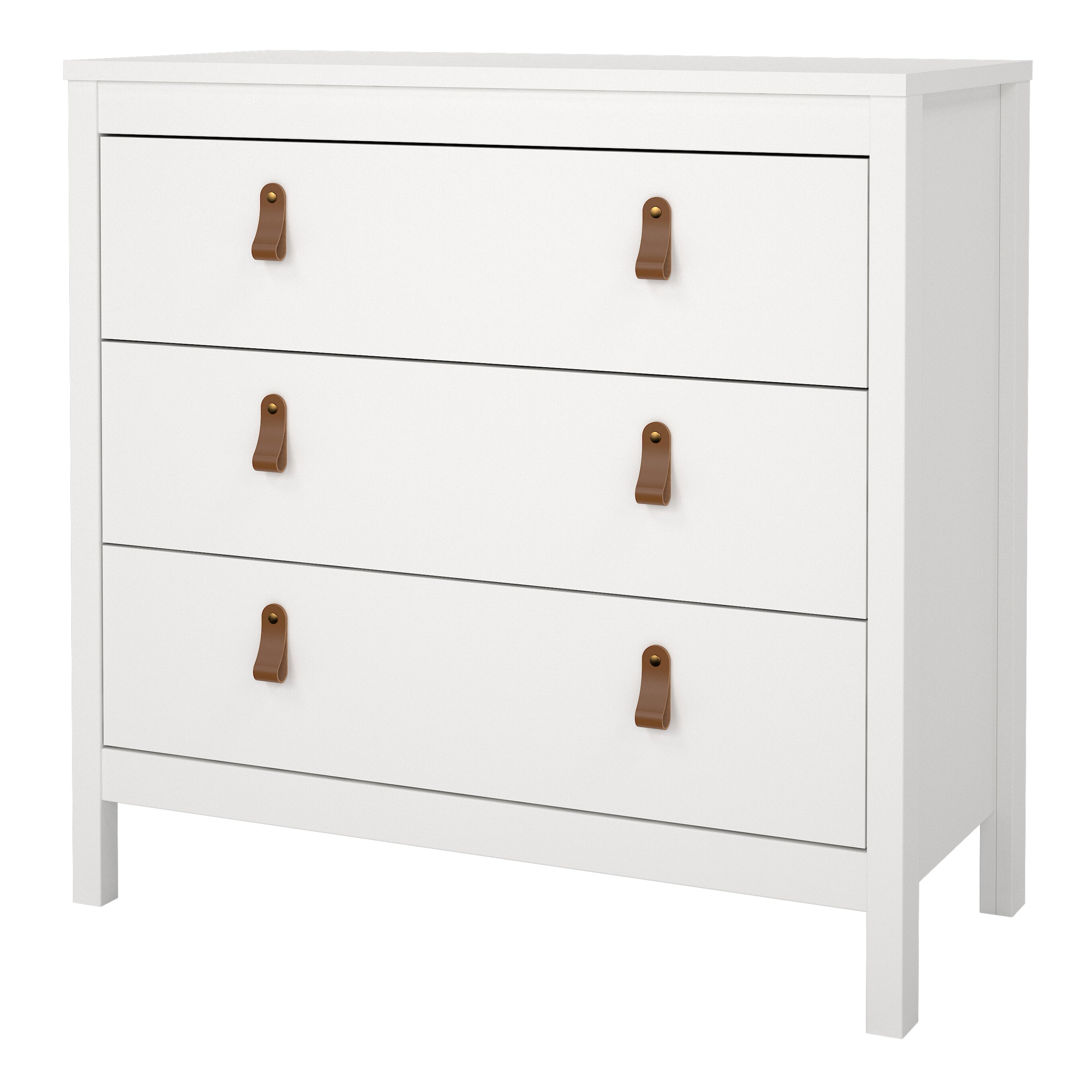 Barcelona Chest 3 Drawers in White – FTG, view 3