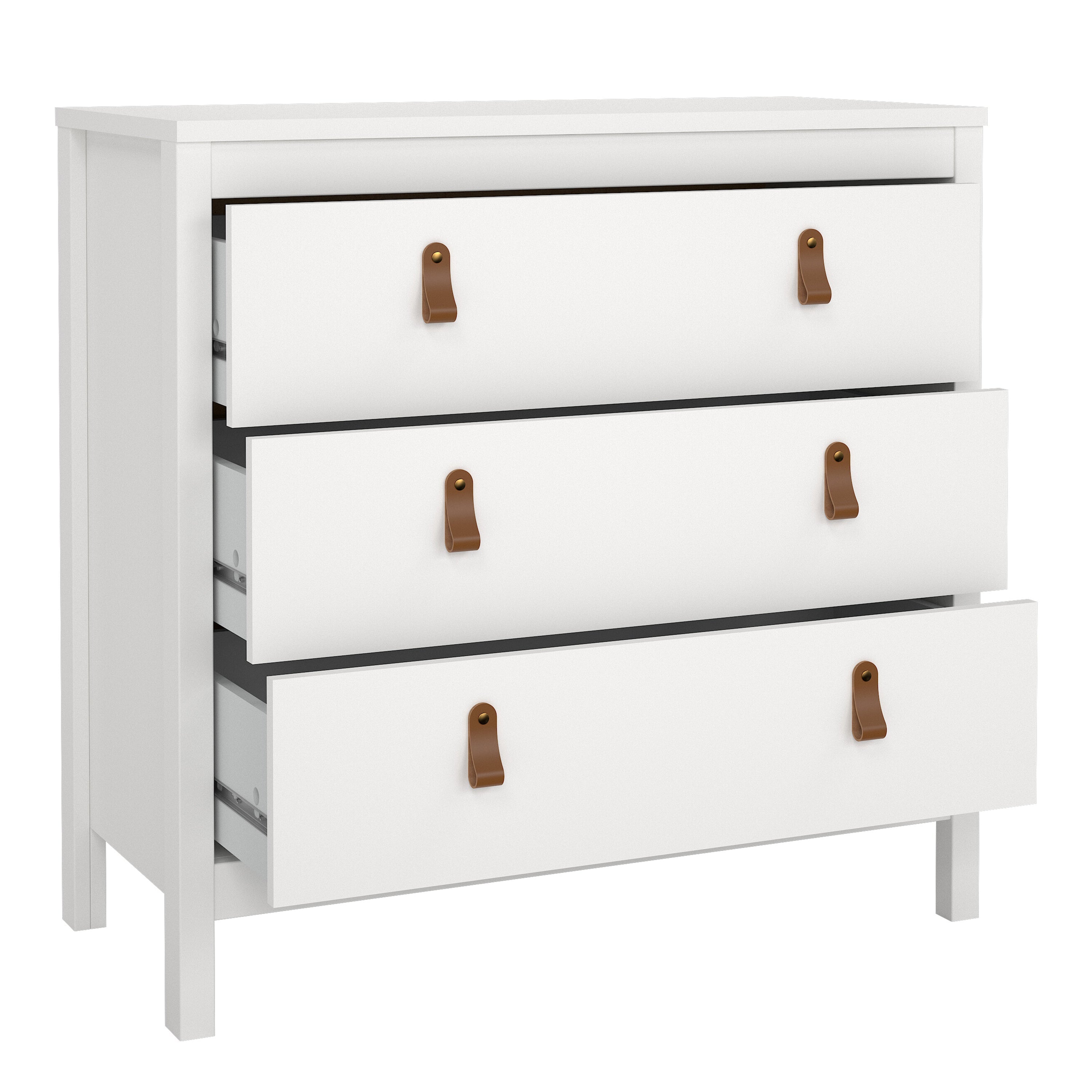 Barcelona Chest 3 Drawers in White – FTG, view 4
