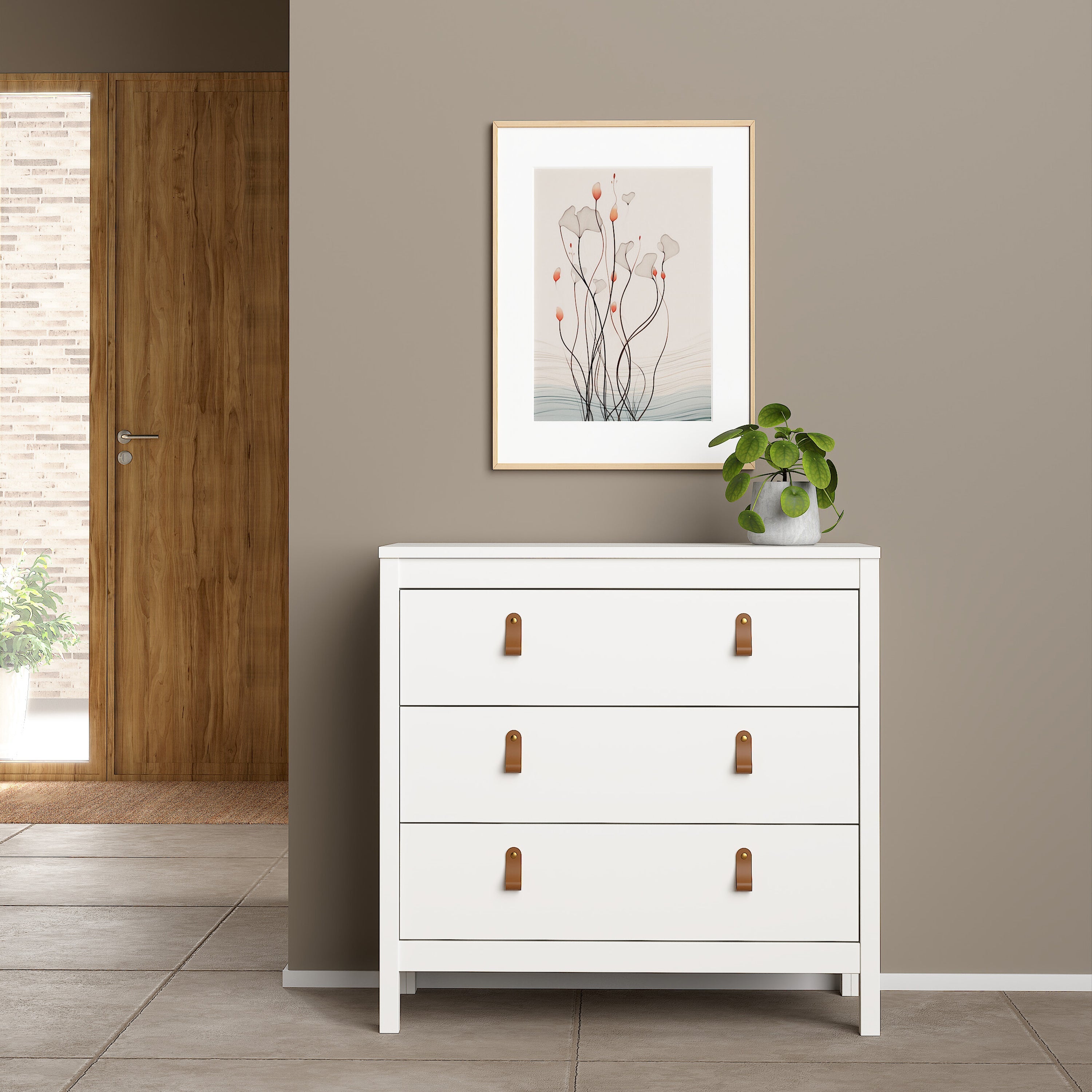 Barcelona Chest 3 Drawers in White – FTG, view 5