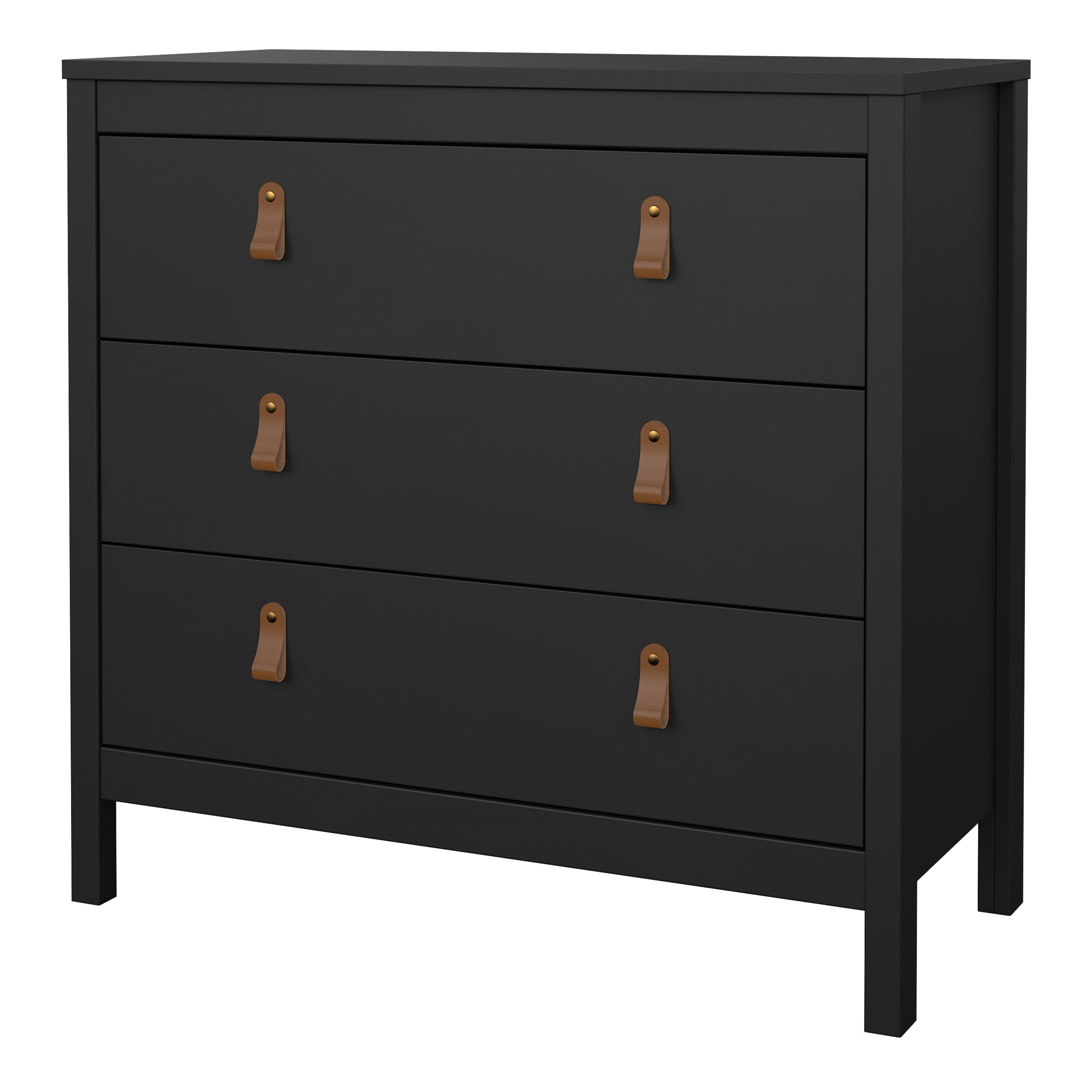 Barcelona Chest 3 Drawers in Matt Black – FTG, view 3