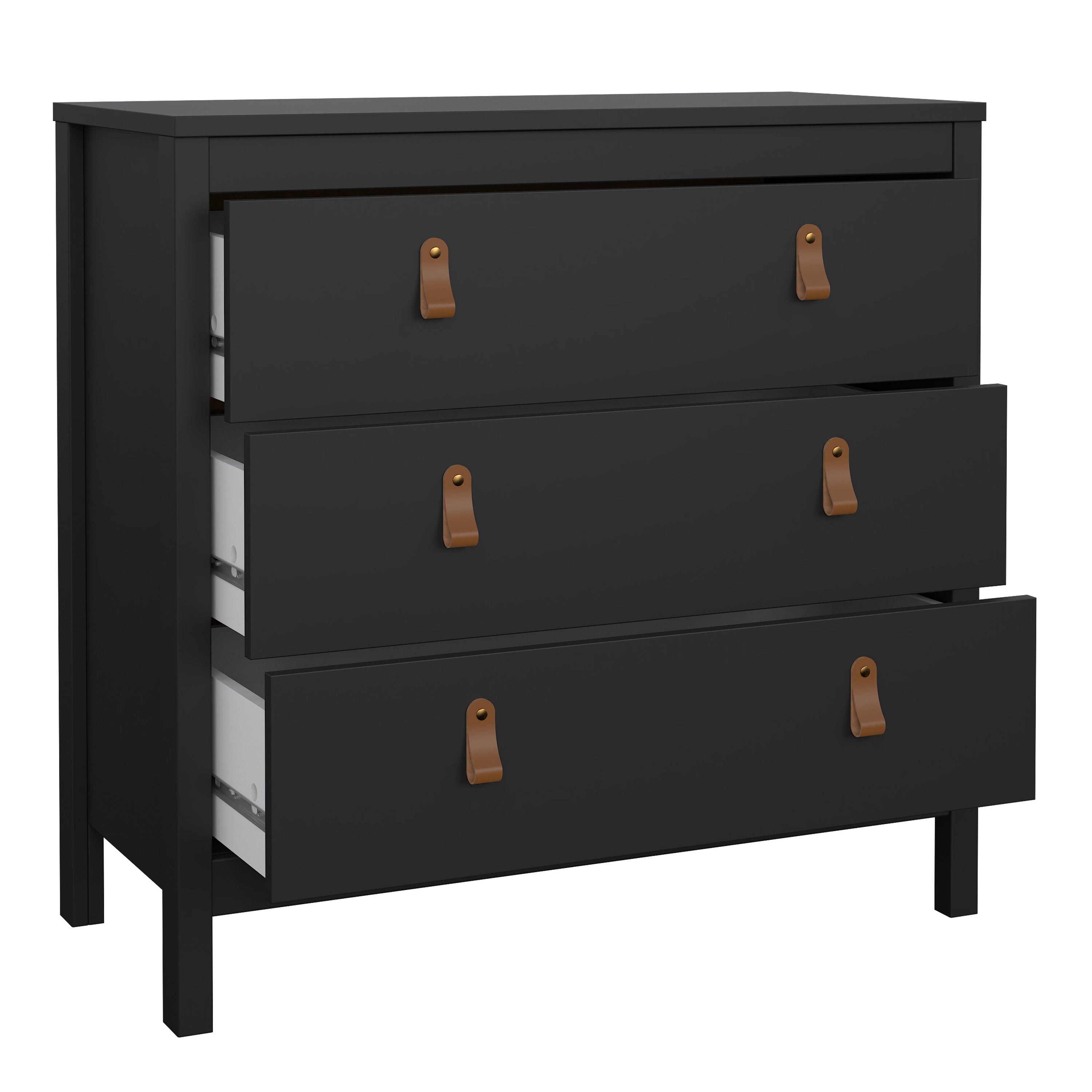 Barcelona Chest 3 Drawers in Matt Black – FTG, view 5