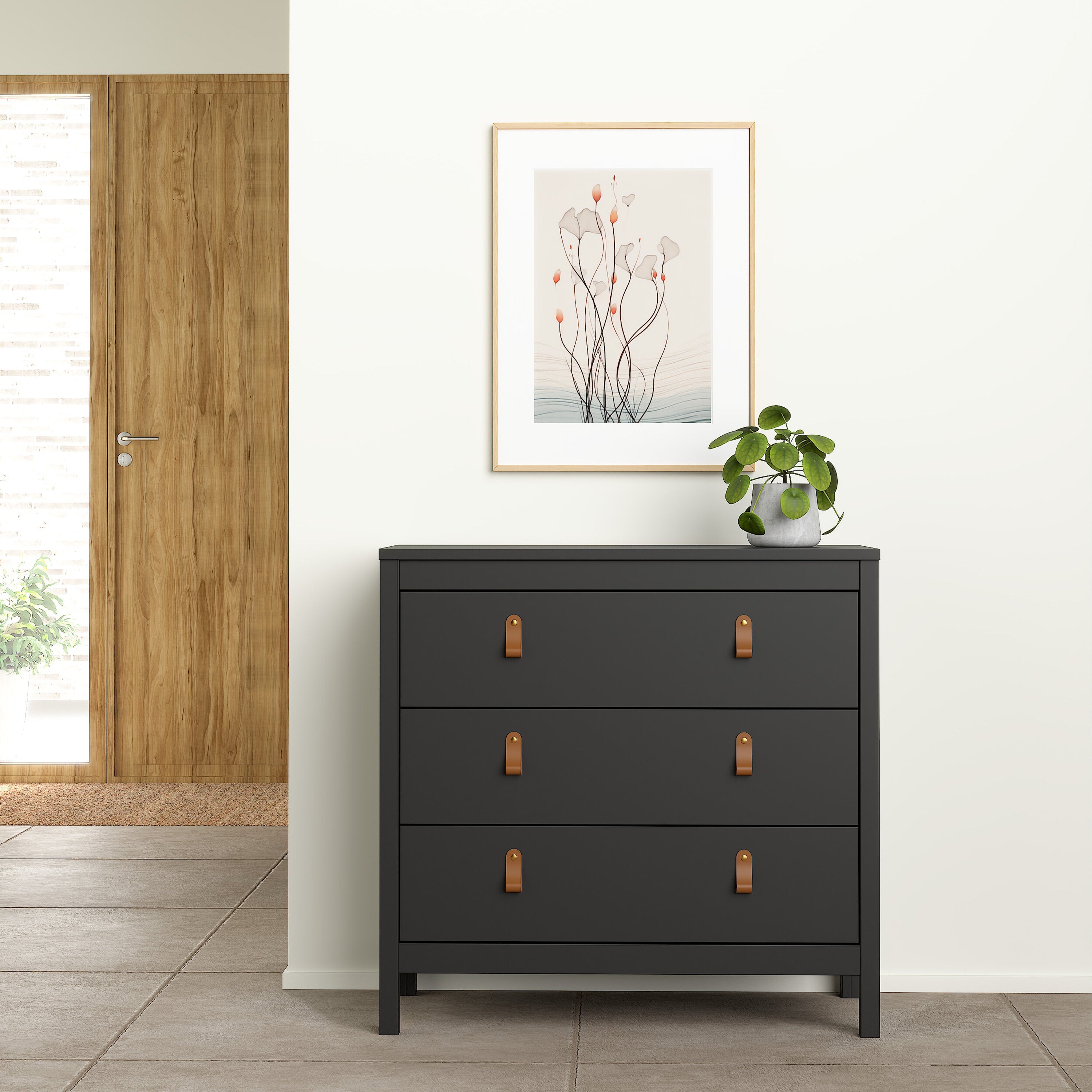 Barcelona Chest 3 Drawers in Matt Black – FTG, view 6