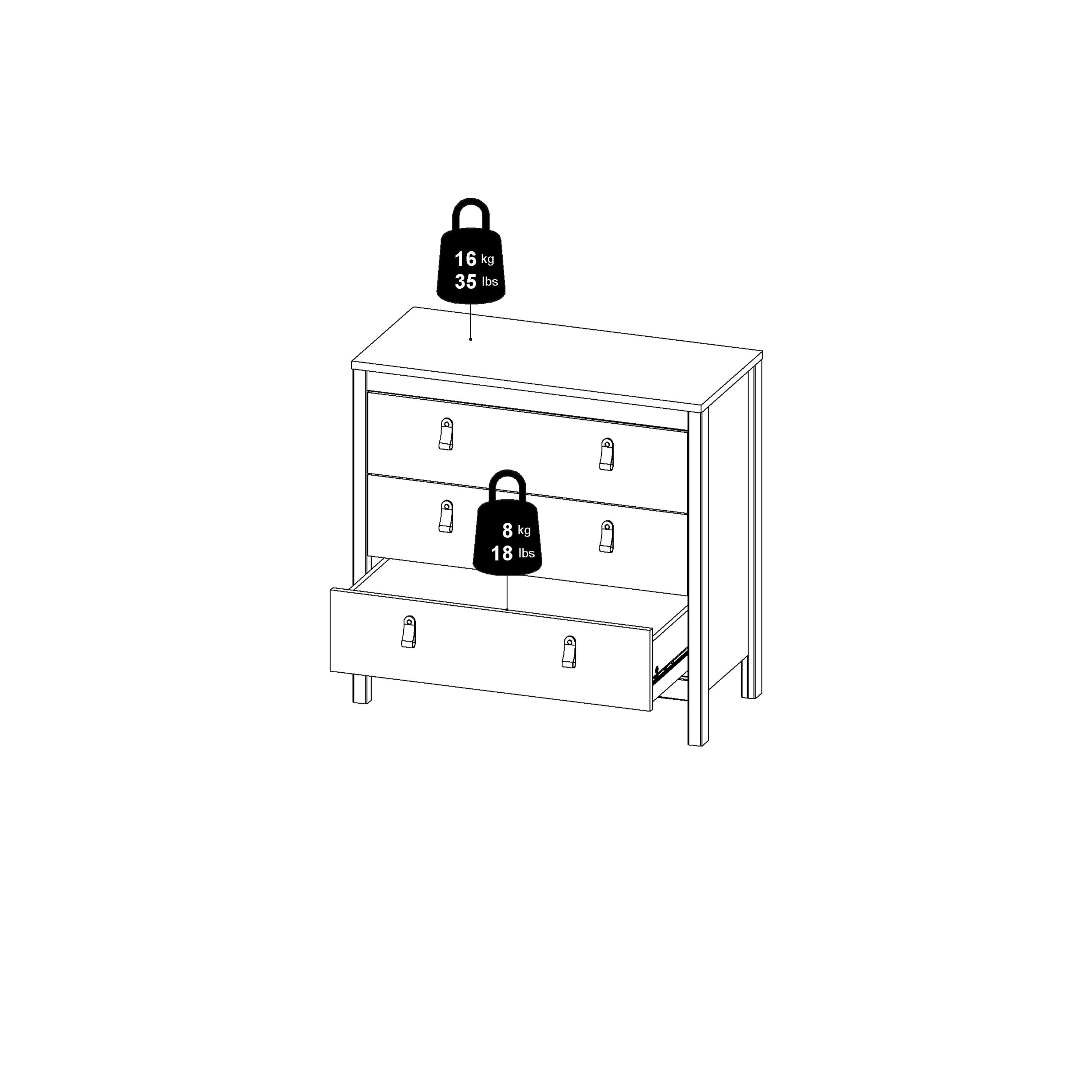 Barcelona Chest 3 Drawers in Jackson Hickory Oak – FTG, view 11