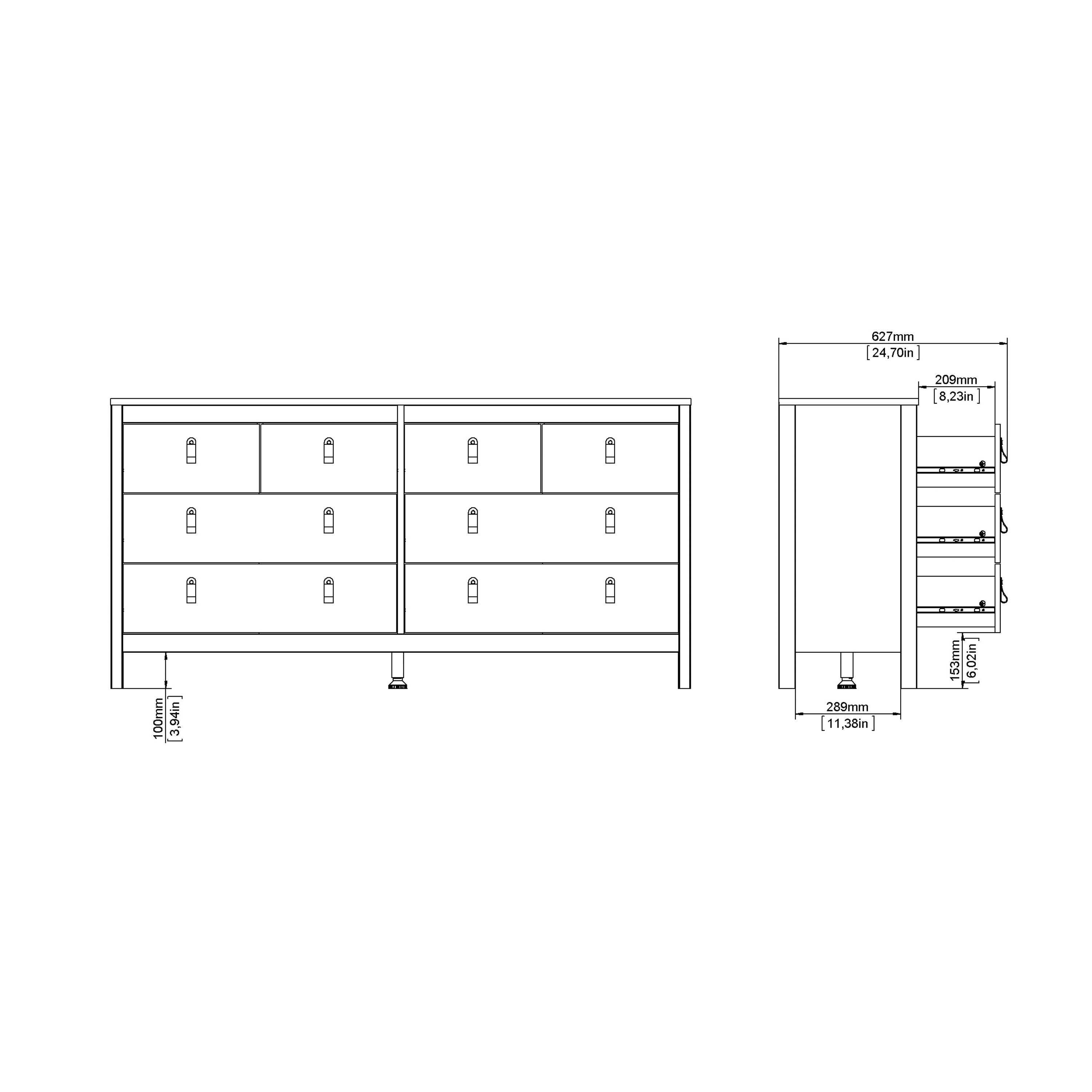Barcelona Double Dresser 4+4 Drawers in White – FTG, view 10