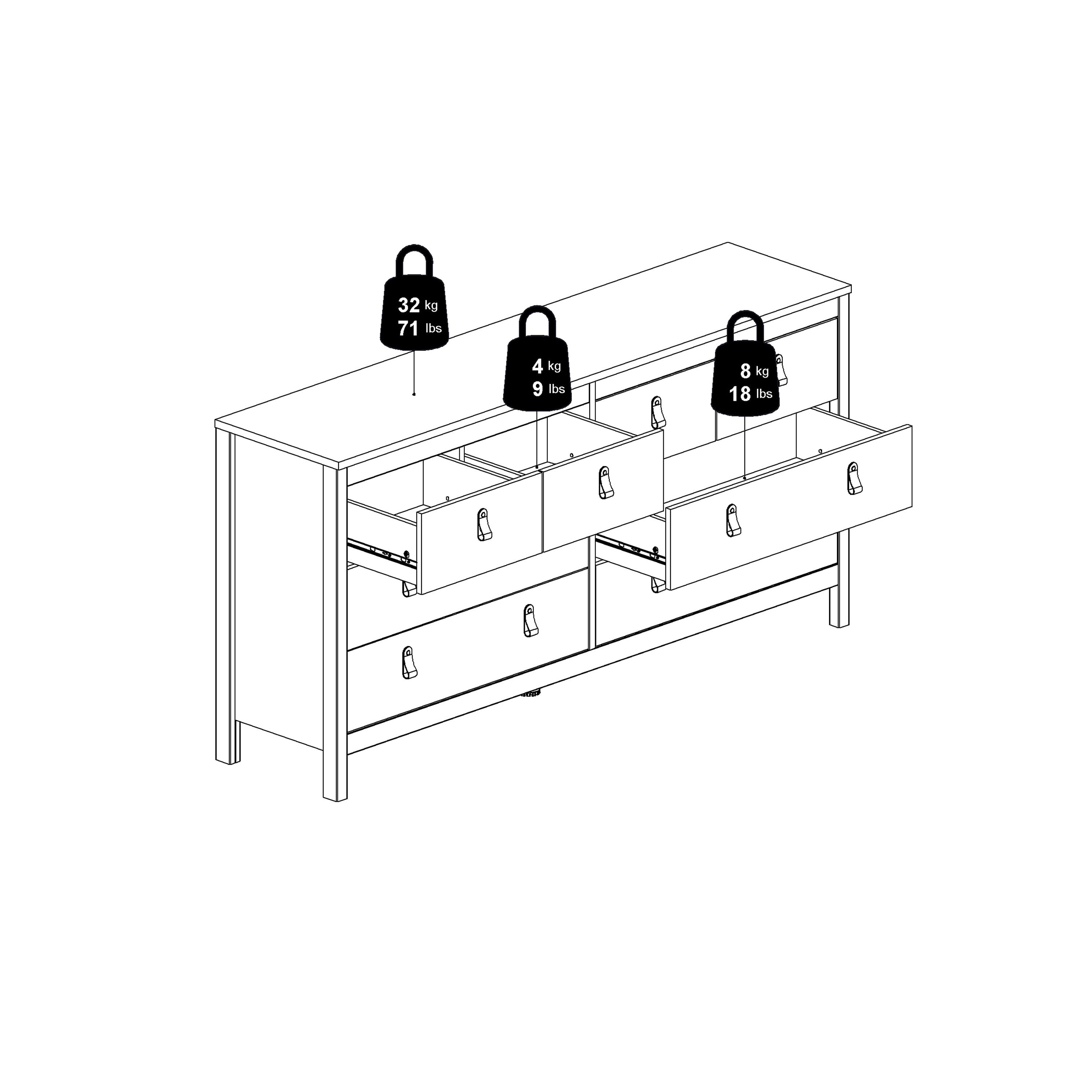 Barcelona Double Dresser 4+4 Drawers in White – FTG, view 11