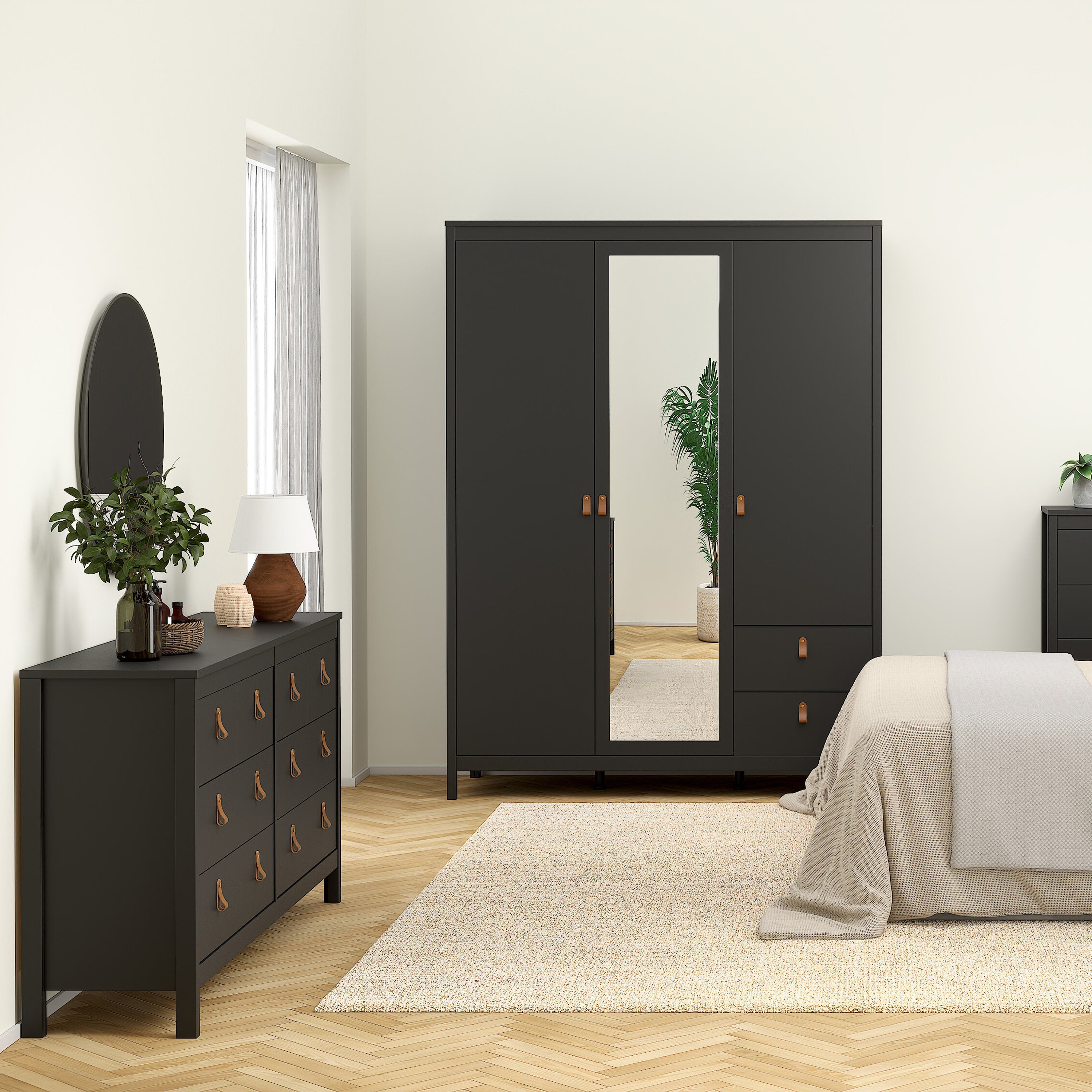 Barcelona Double Dresser 4+4 Drawers in Matt Black – FTG, view 6