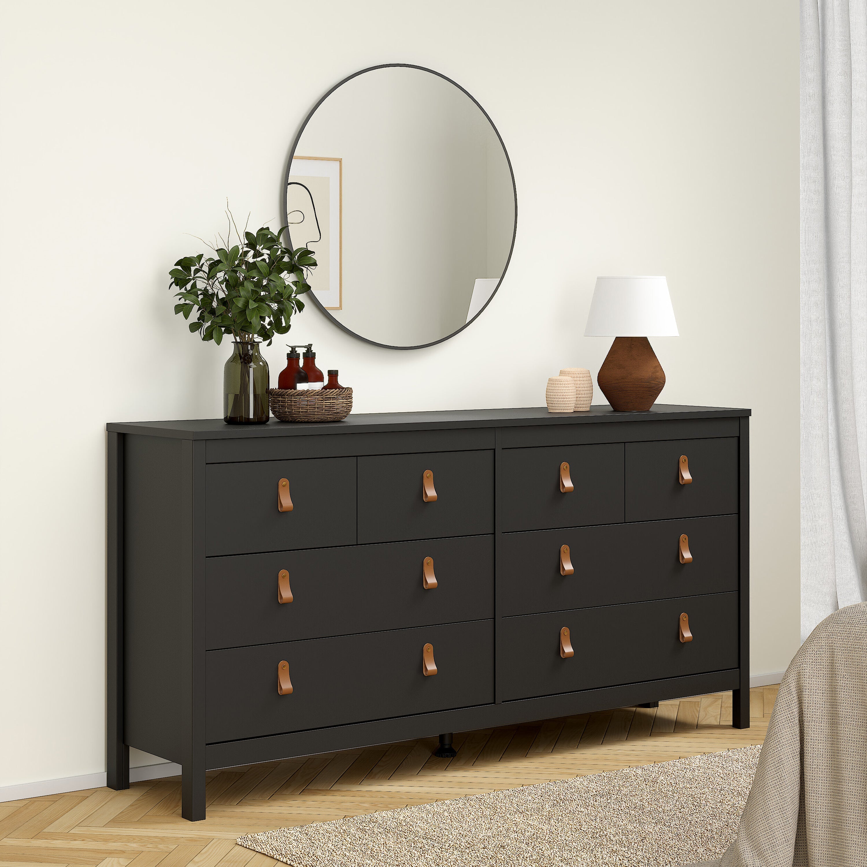 Barcelona Double Dresser 4+4 Drawers in Matt Black – FTG, view 7