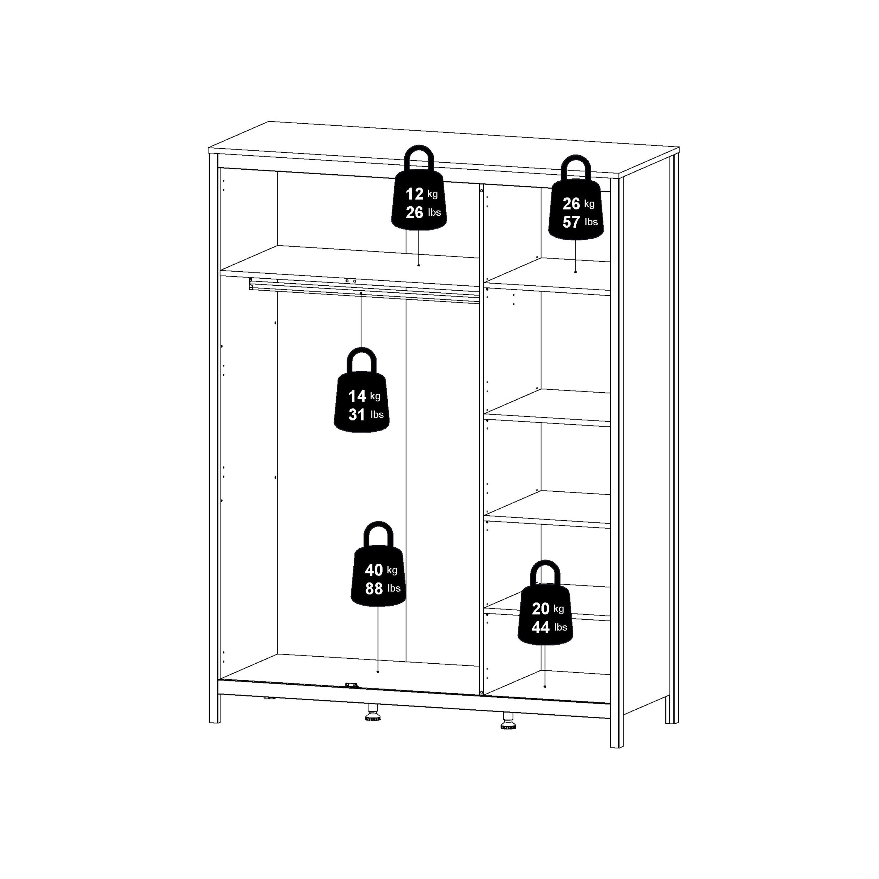 Barcelona Wardrobe with 3 Doors in White – FTG, view 12