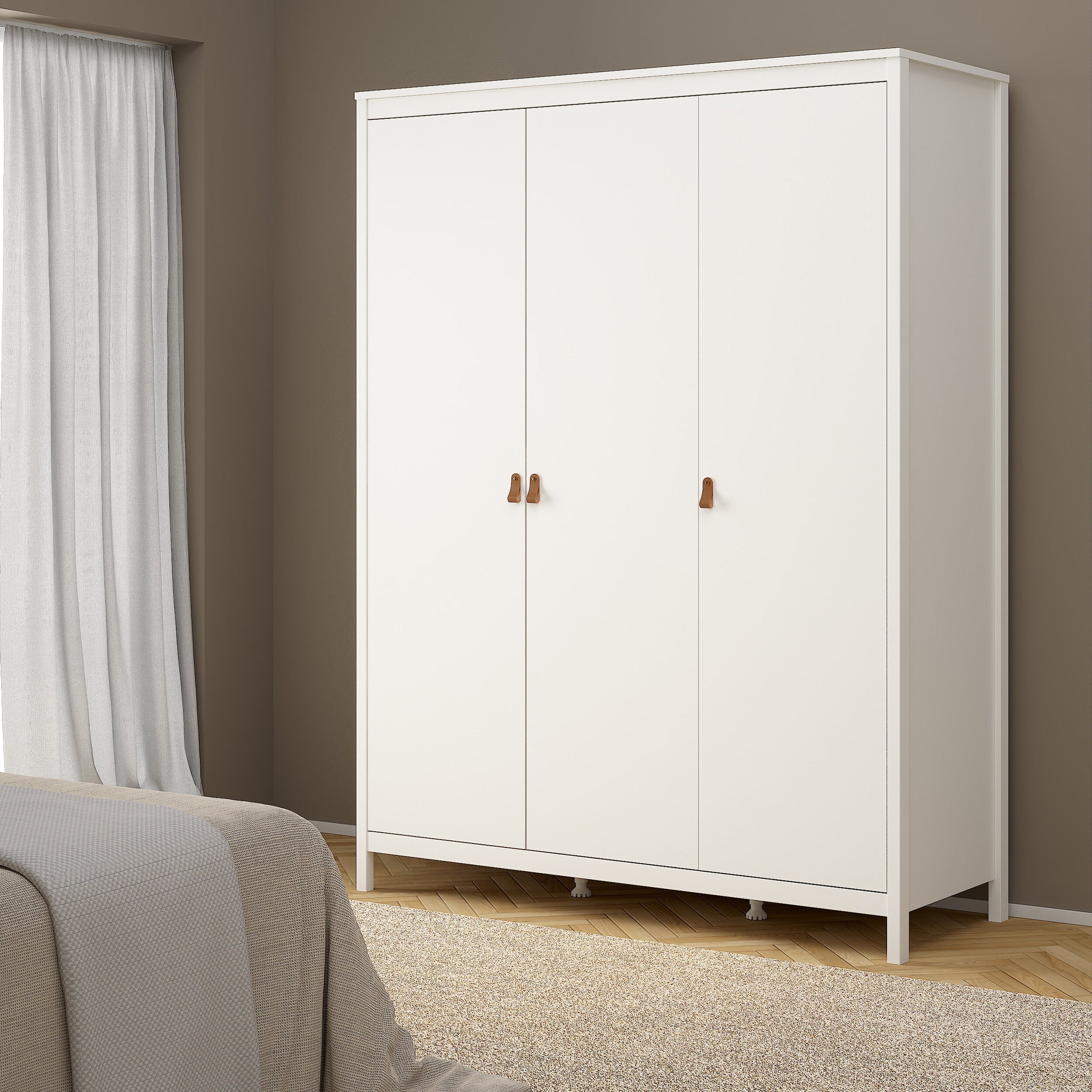 Barcelona Wardrobe with 3 Doors in White – FTG, view 6