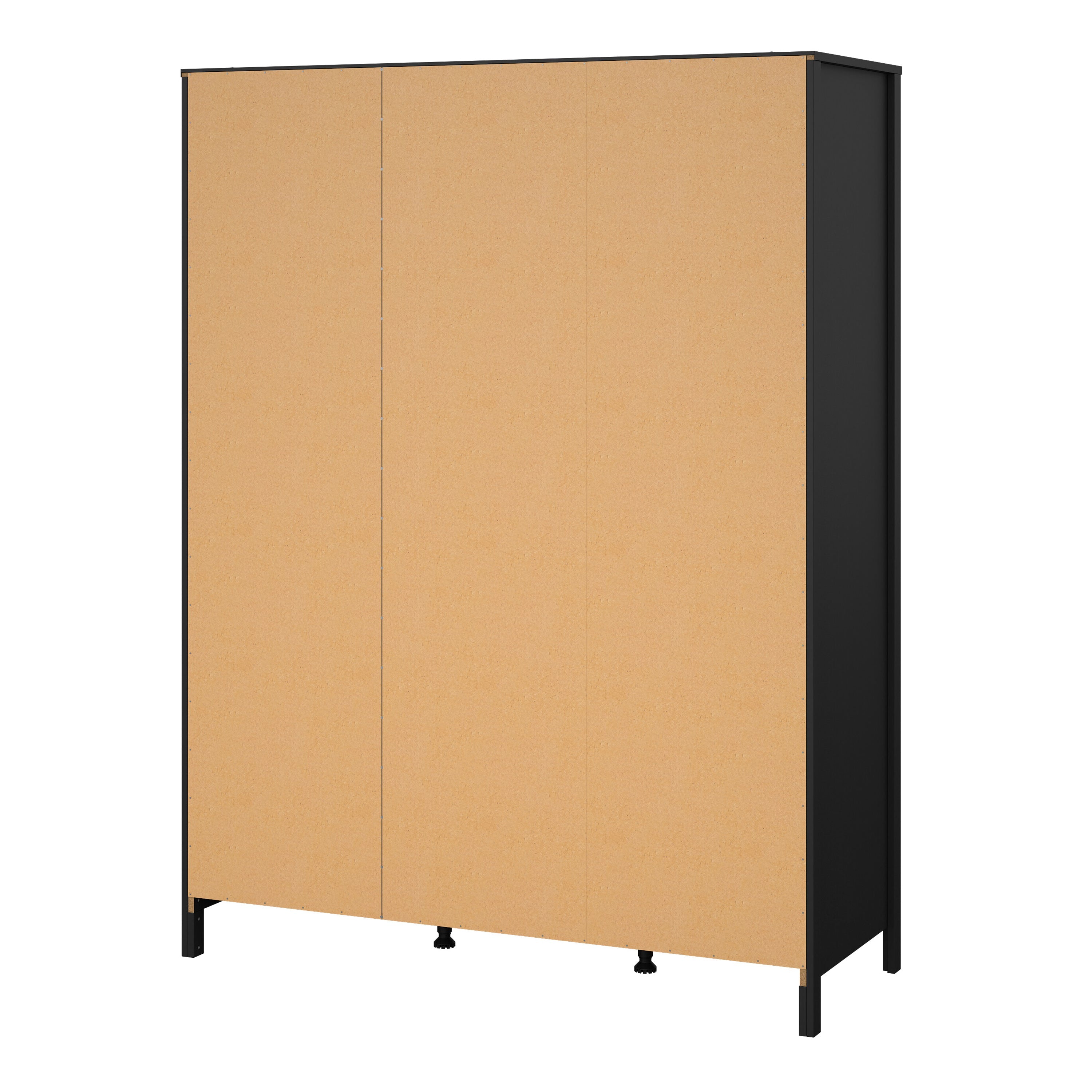 Barcelona Wardrobe with 3 Doors in Matt Black – FTG, view 4