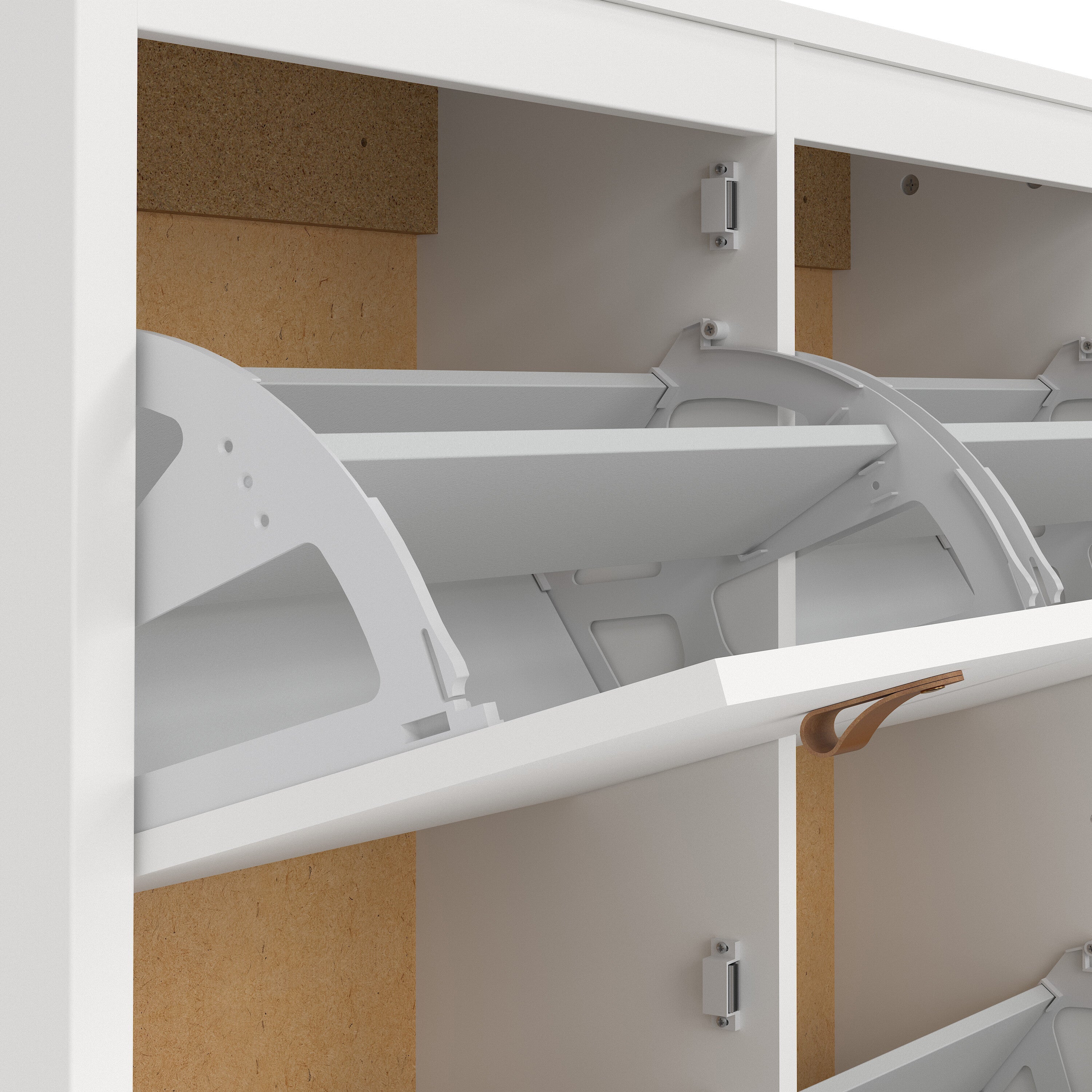 Barcelona Shoe Cabinet 4 Flip Down Doors in White – FTG, view 10