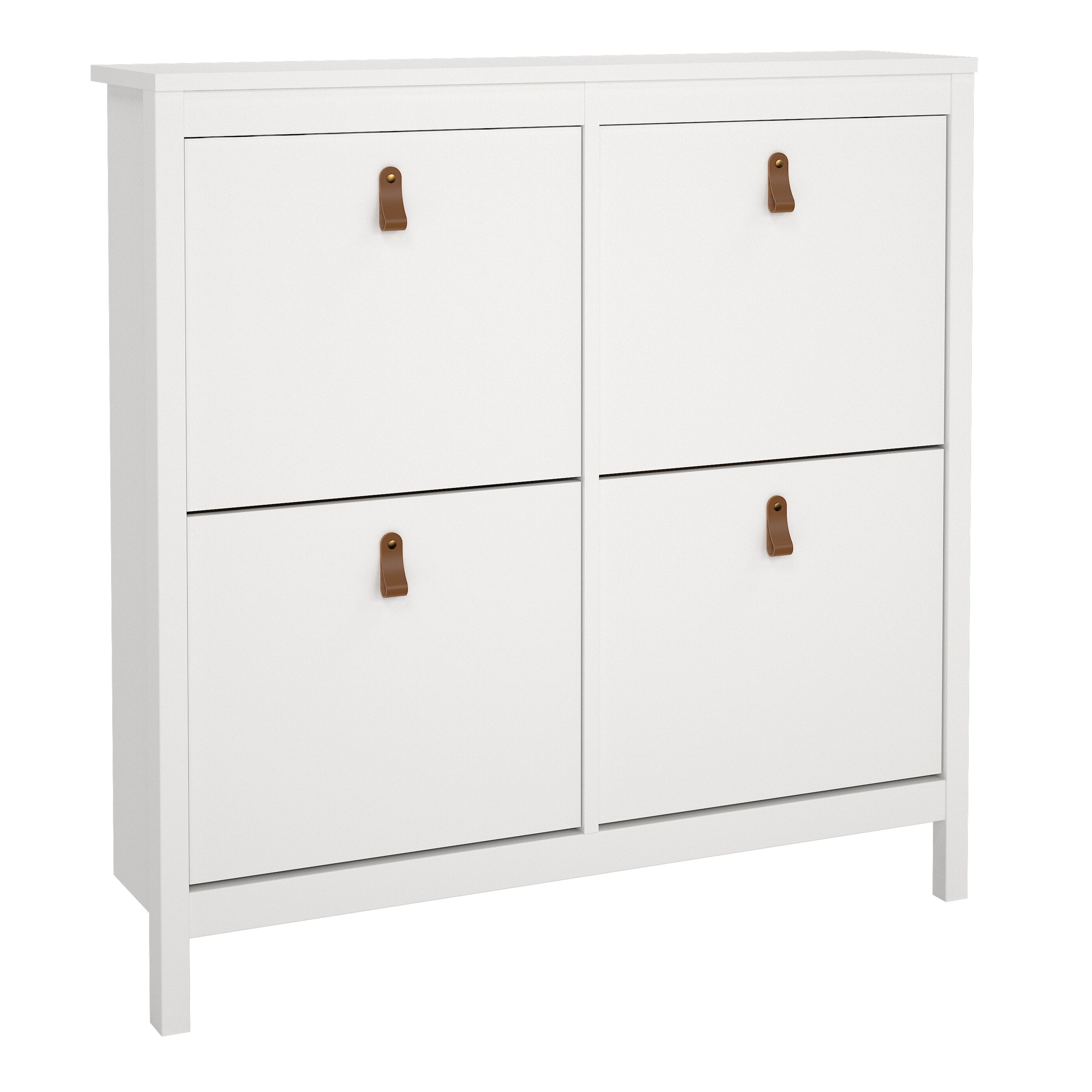 Barcelona Shoe Cabinet 4 Flip Down Doors in White – FTG