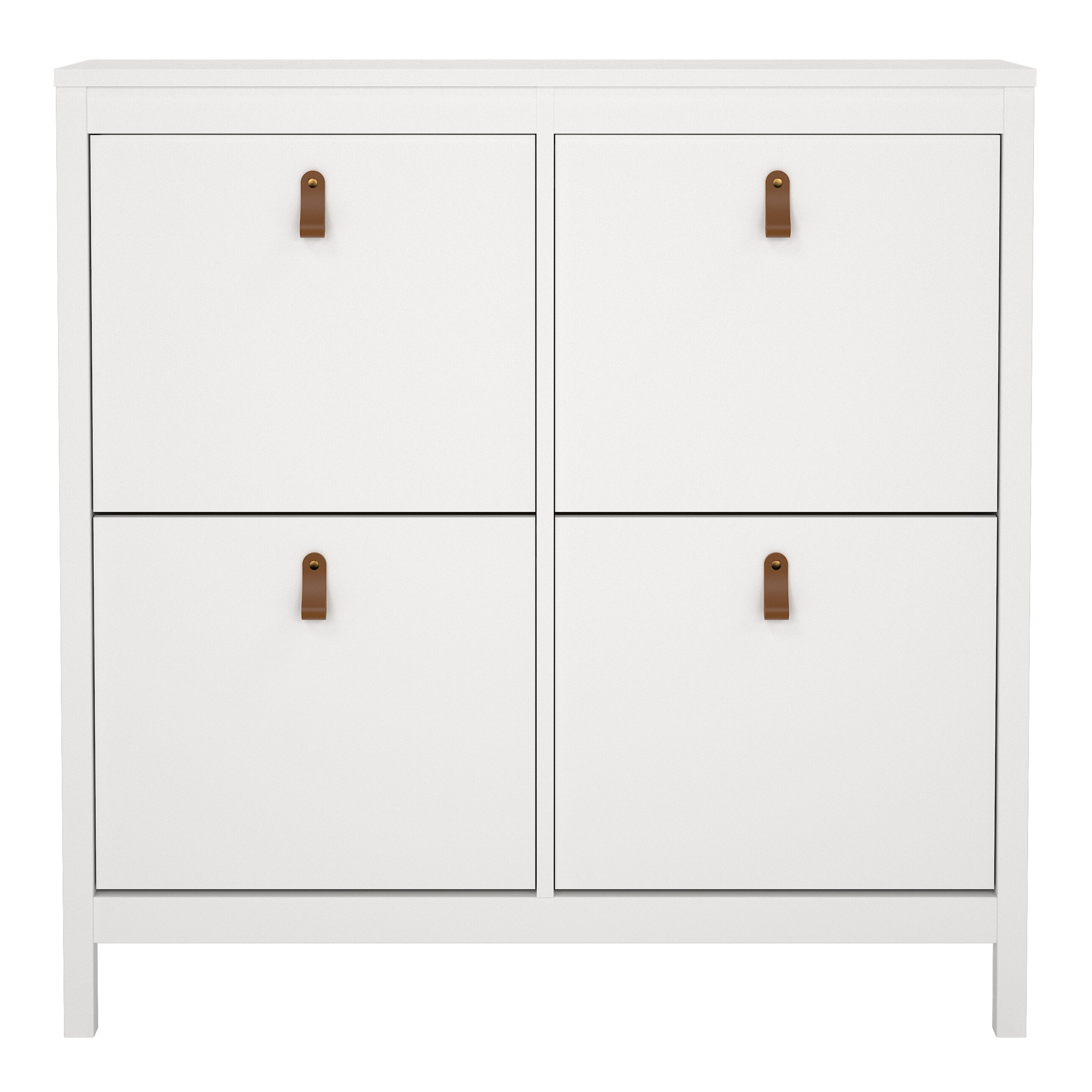 Barcelona Shoe Cabinet 4 Flip Down Doors in White – FTG, view 2