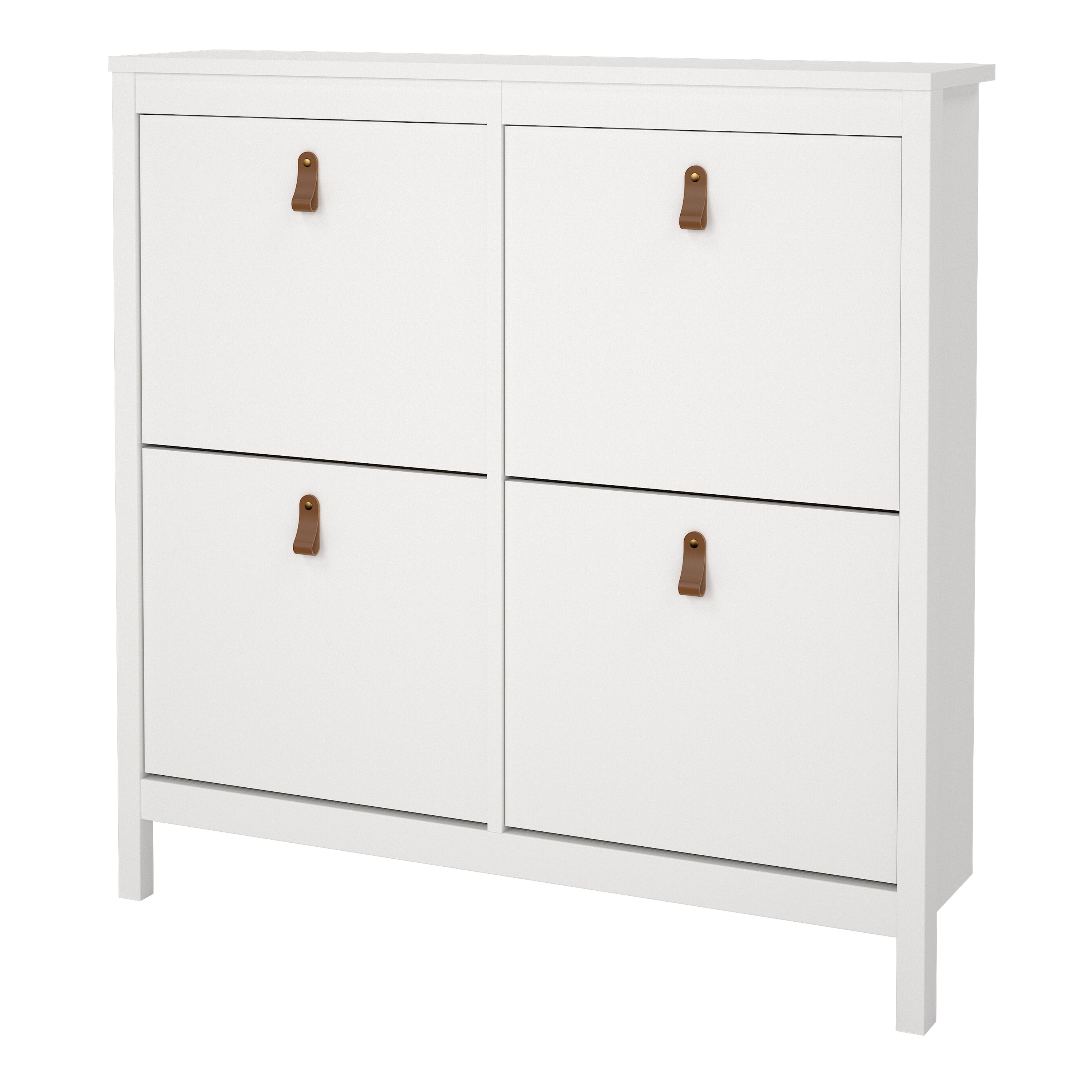 Barcelona Shoe Cabinet 4 Flip Down Doors in White – FTG, view 3