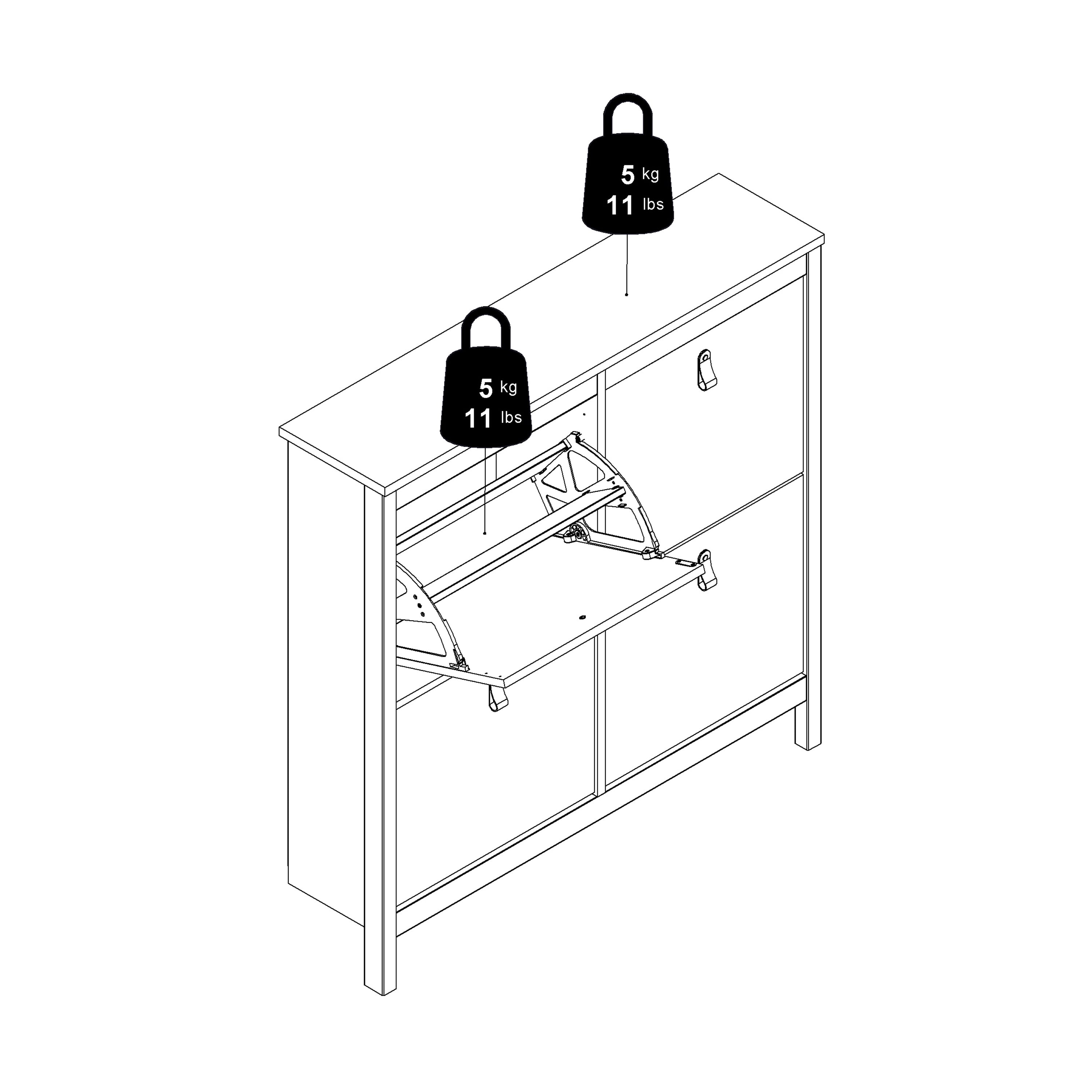 Barcelona Shoe Cabinet 4 Flip Down Doors in Matt Black – FTG, view 14