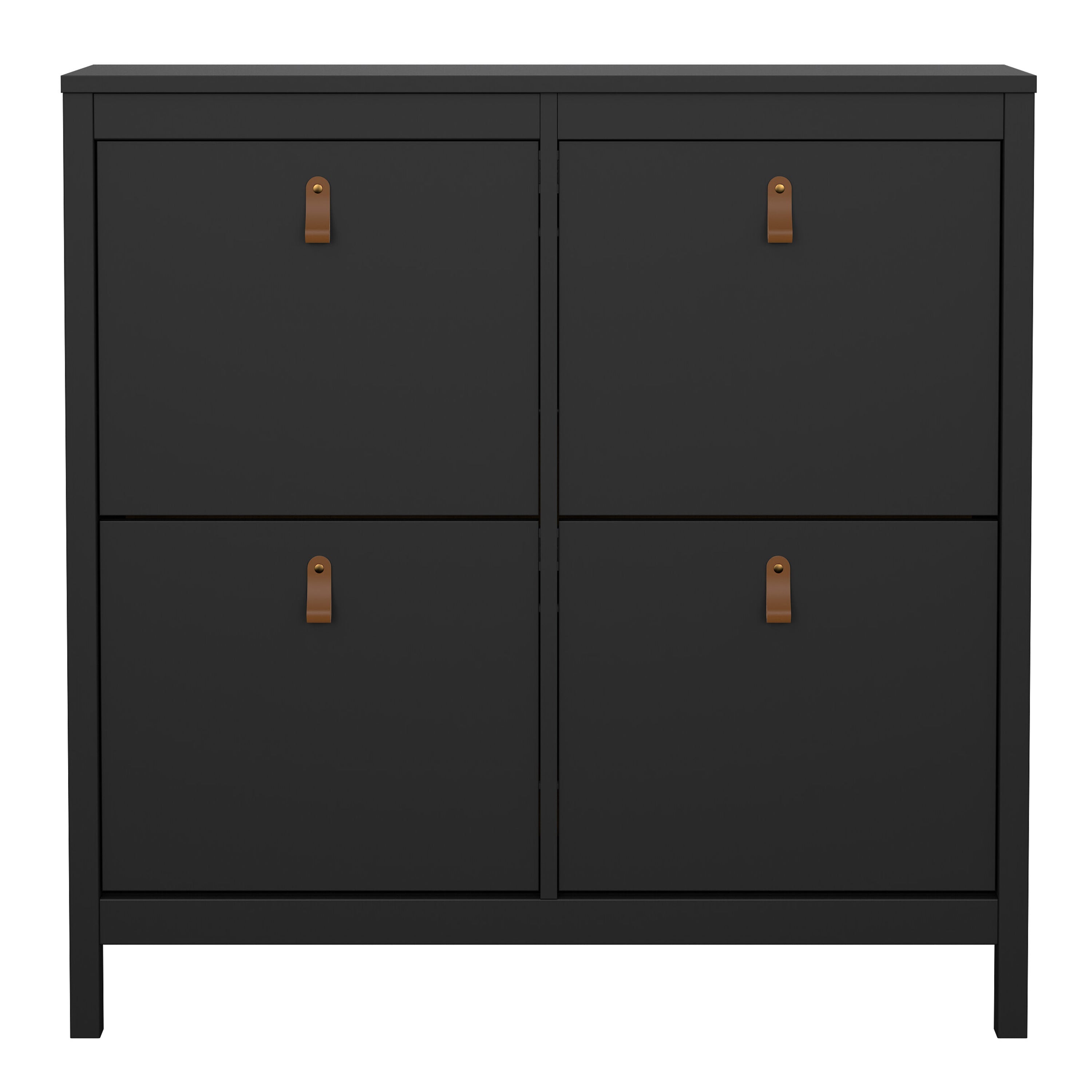 Barcelona Shoe Cabinet 4 Flip Down Doors in Matt Black – FTG, view 2