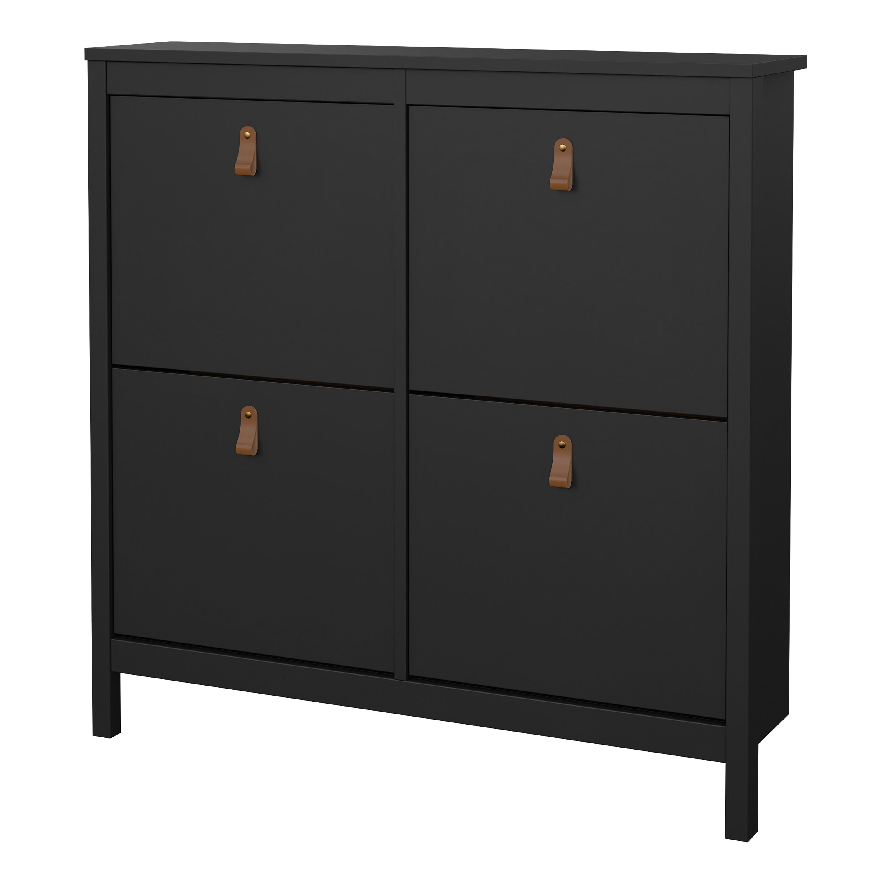 Barcelona Shoe Cabinet 4 Flip Down Doors in Matt Black – FTG, view 3