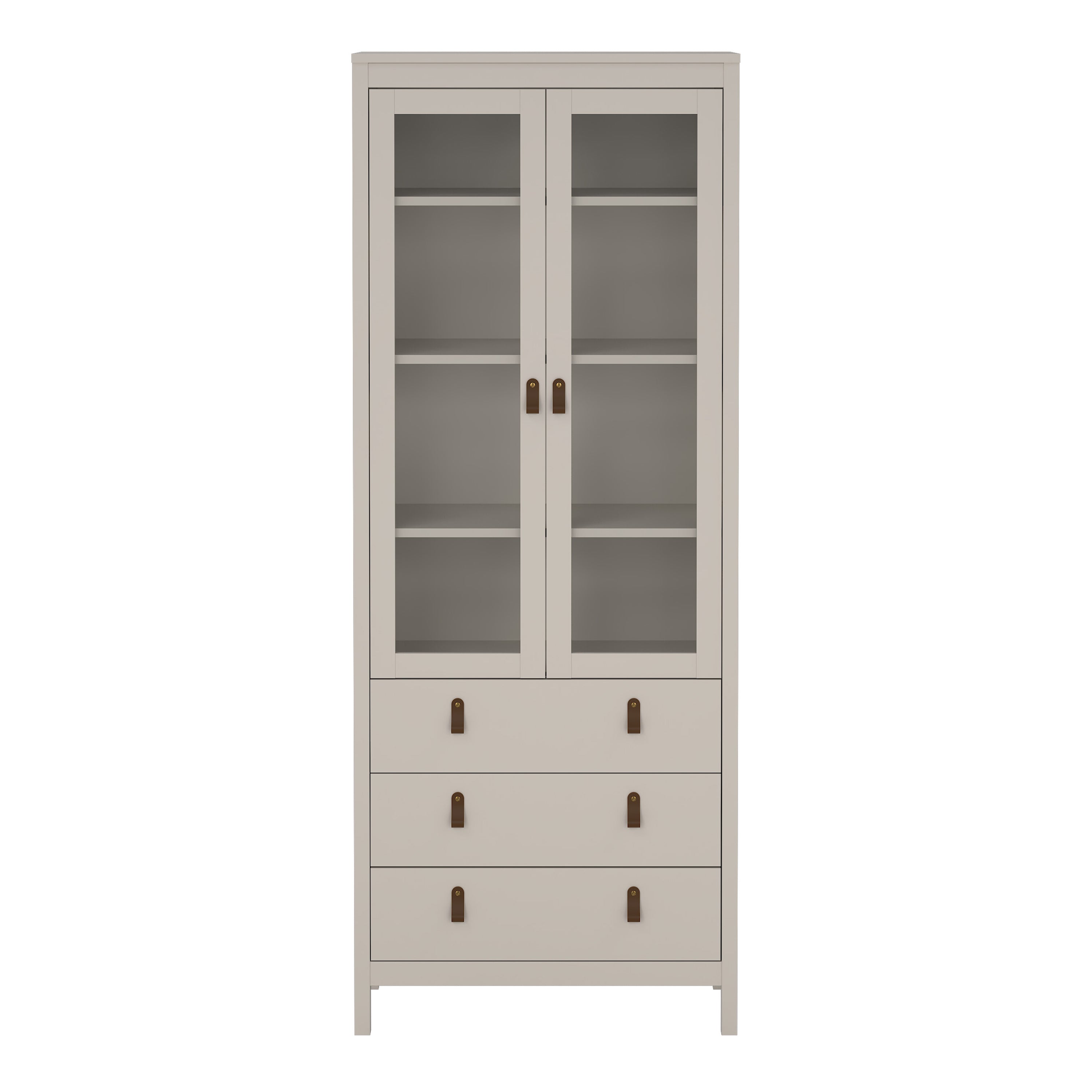 Barcelona China Cabinet 2 Glass Doors with 3 Drawers in Cashmere – FTG, view 3