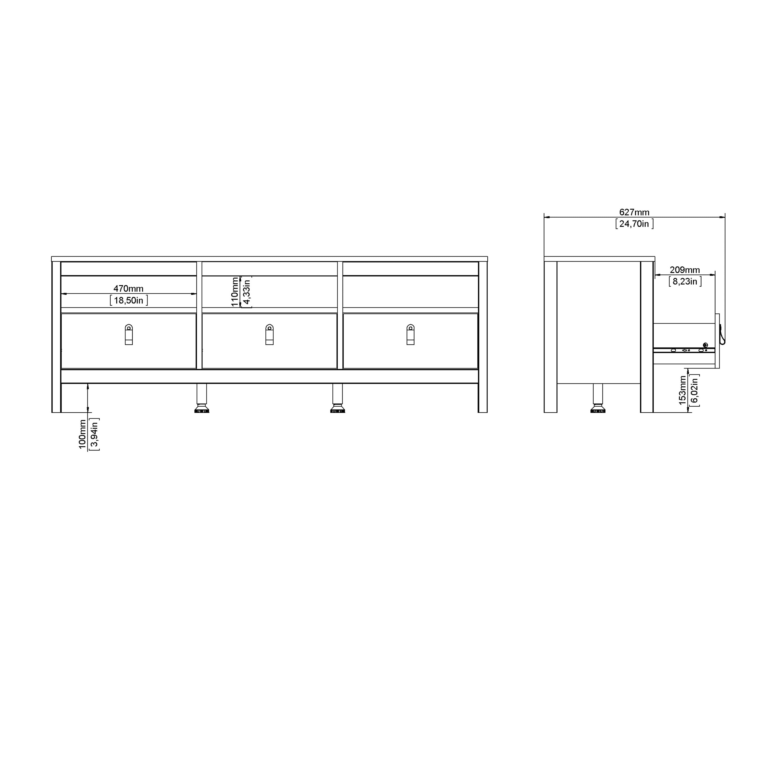 Barcelona Tv Unit 3 Drawers in White – FTG, view 10