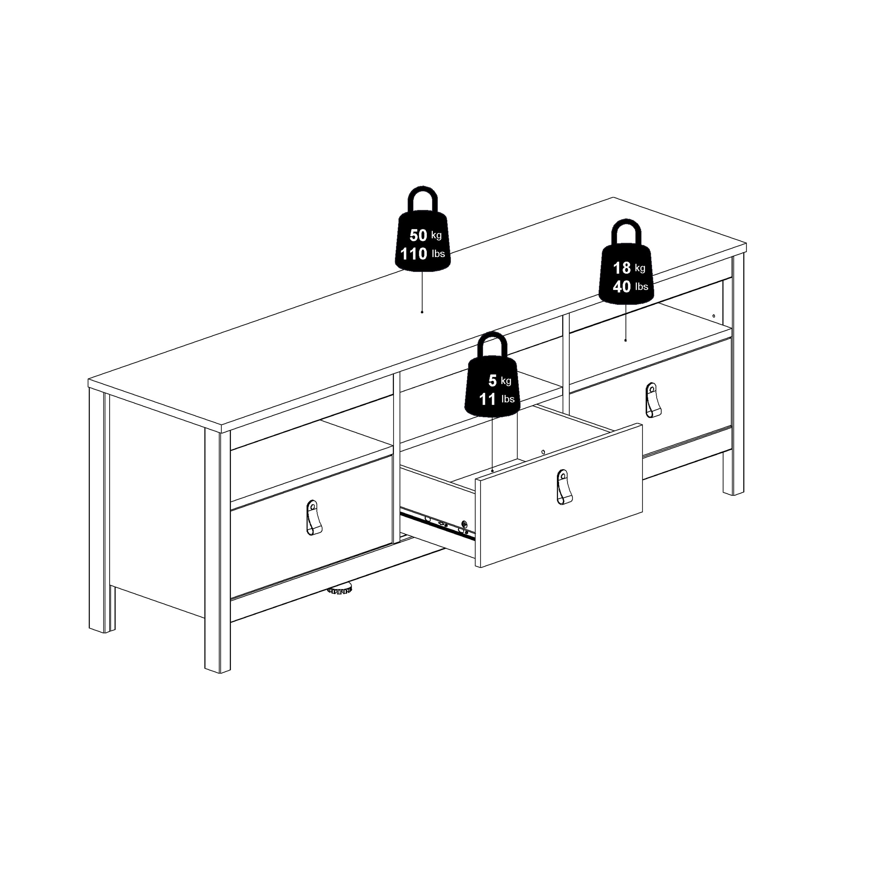 Barcelona Tv Unit 3 Drawers in White – FTG, view 11