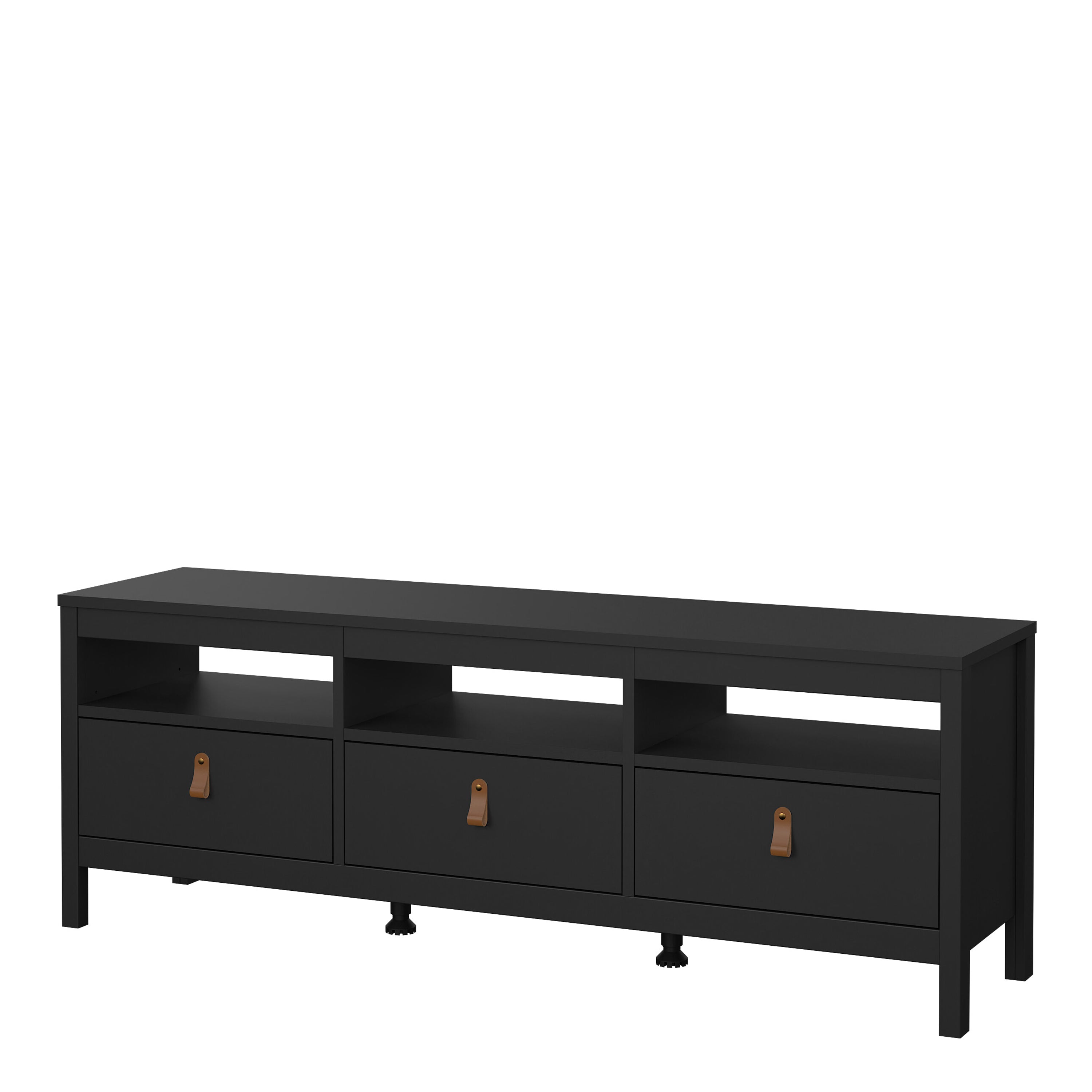 Barcelona TV Unit 3 Drawers in Matt Black – FTG, view 3