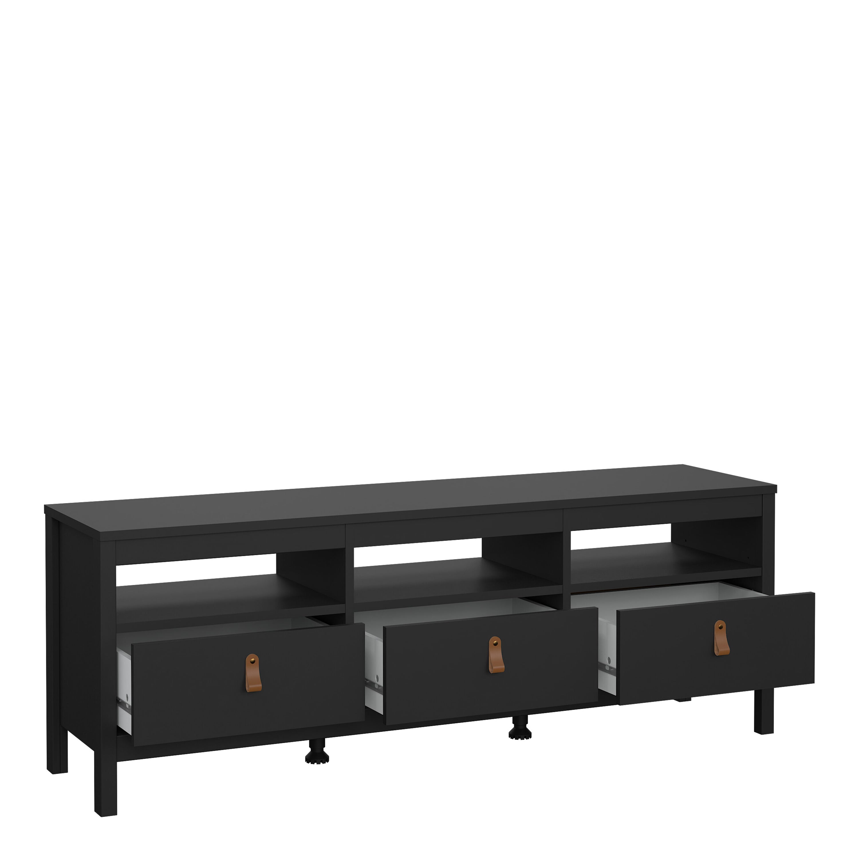 Barcelona TV Unit 3 Drawers in Matt Black – FTG, view 5