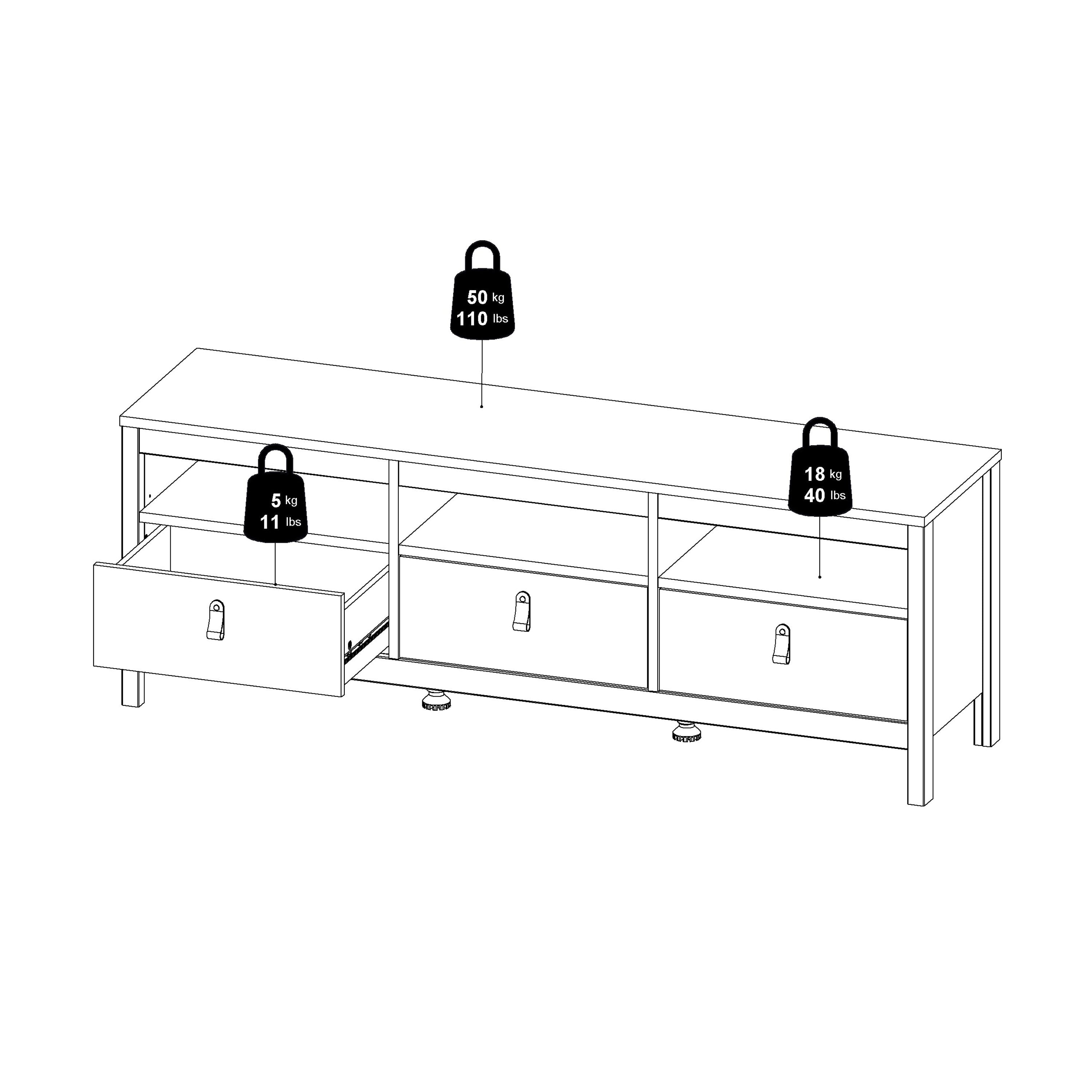 Barcelona TV Unit 3 Drawers in Cashmere – FTG, view 13