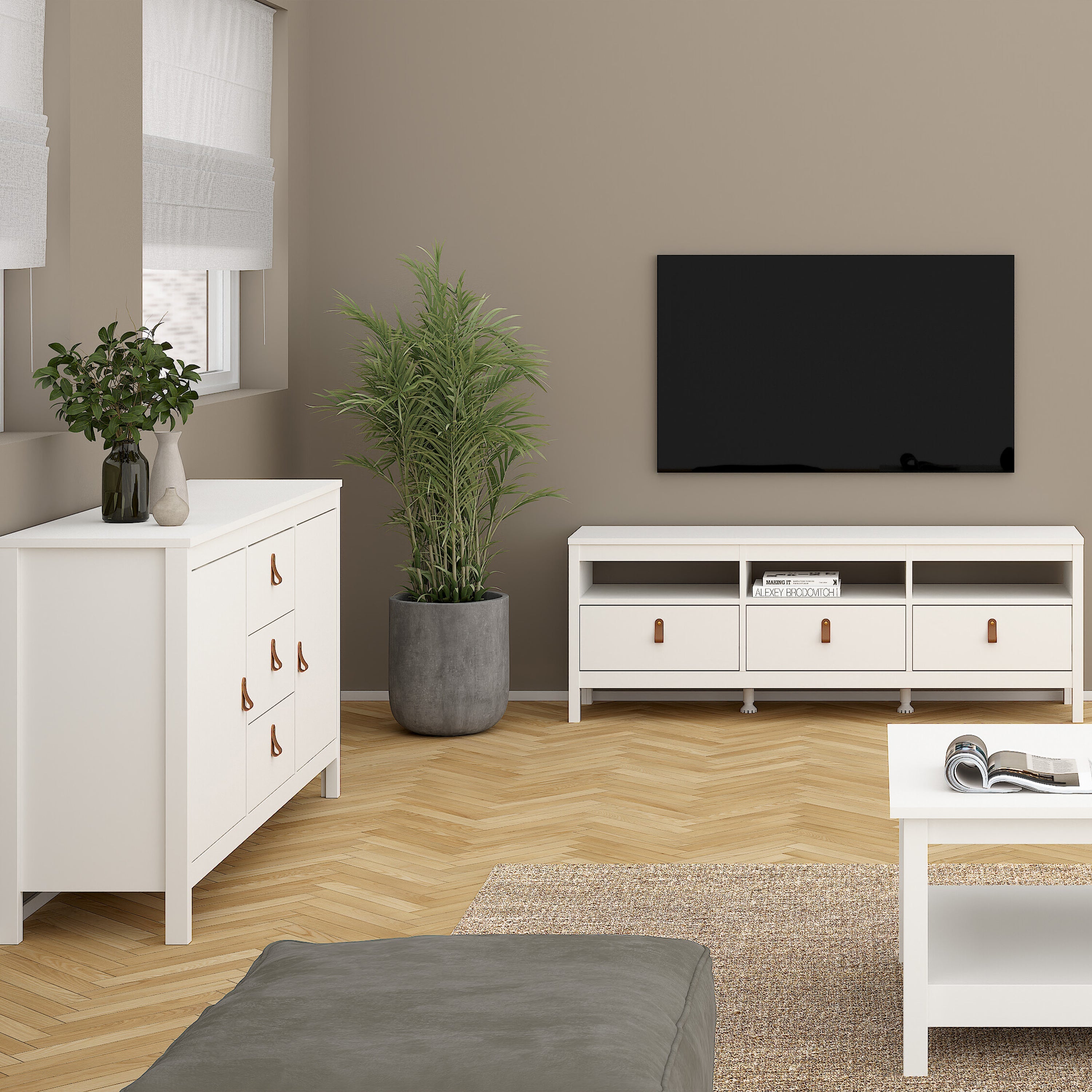 Barcelona Sideboard 2 Doors 3 Drawers in White – FTG, view 5