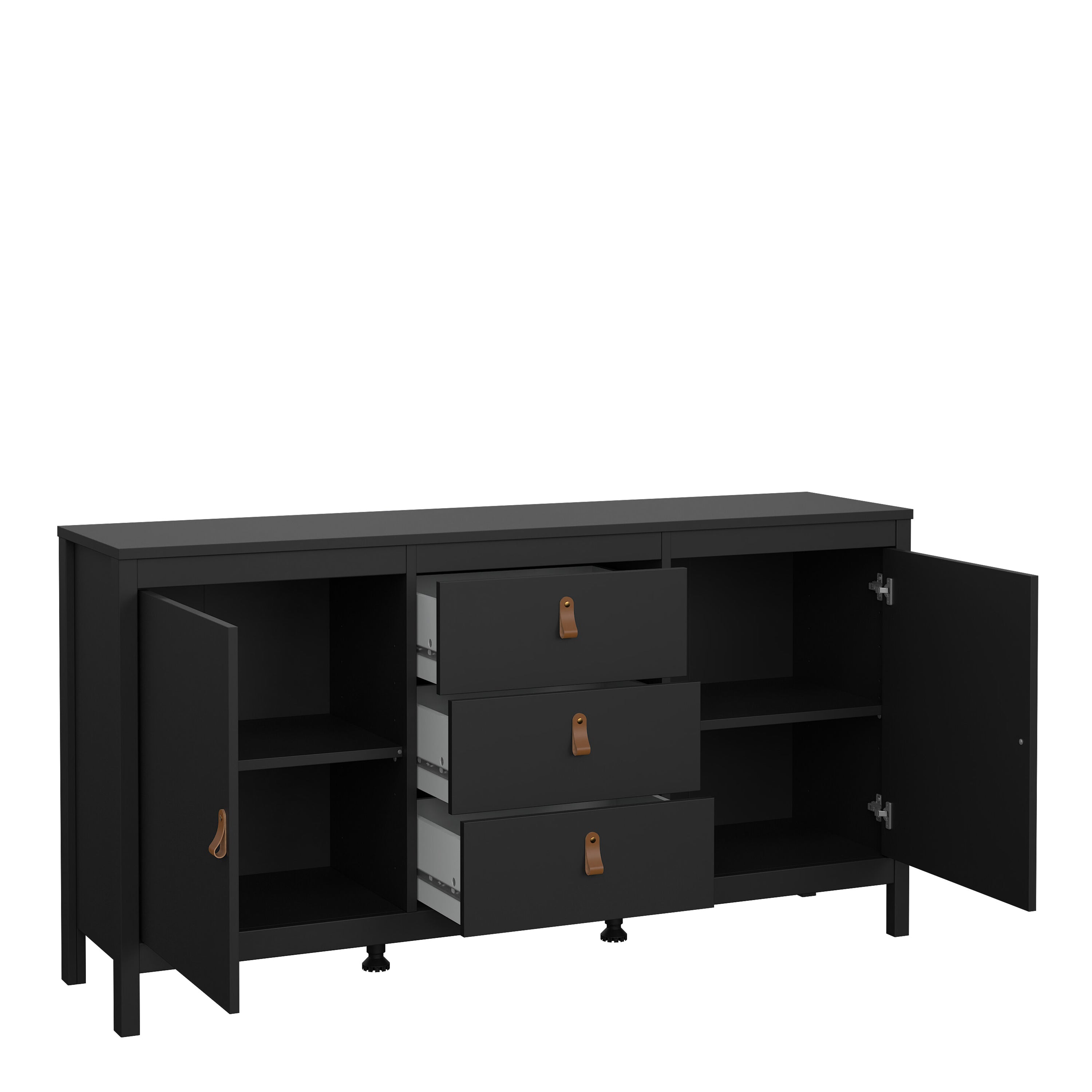Barcelona Sideboard 2 Doors 3 Drawers in Matt Black – FTG, view 5