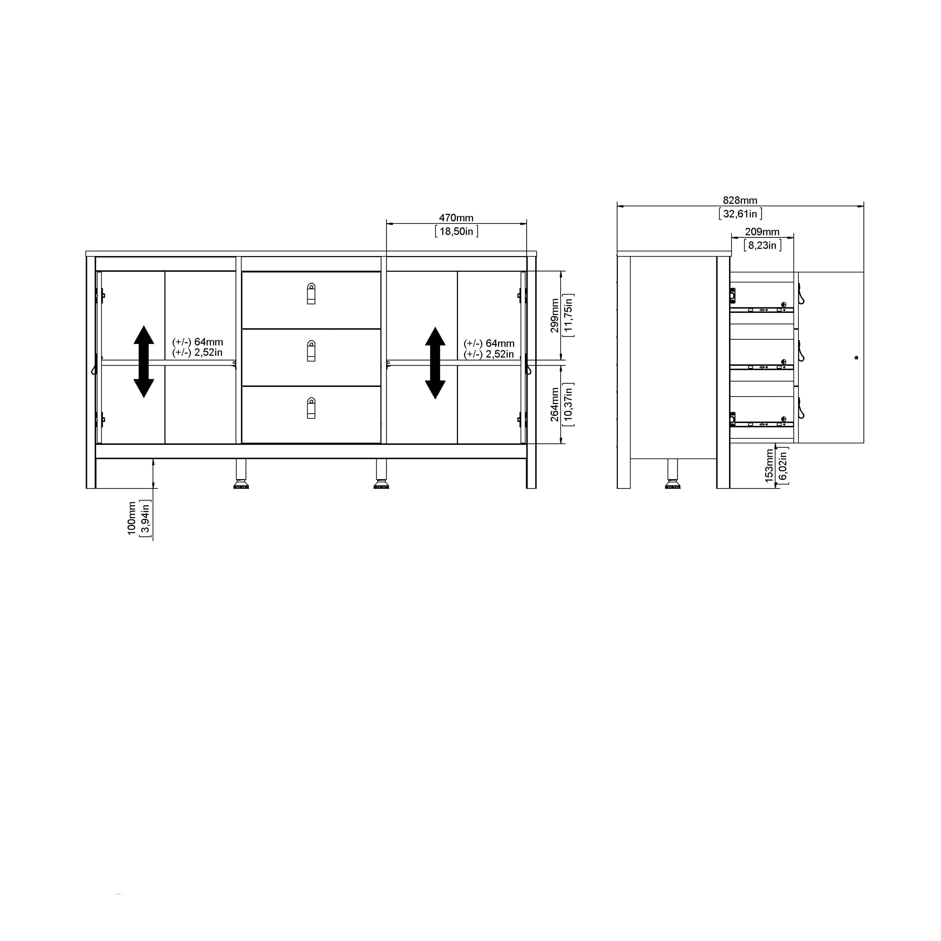Barcelona Sideboard 2 Doors + 3 Drawers in Cashmere – FTG, view 12