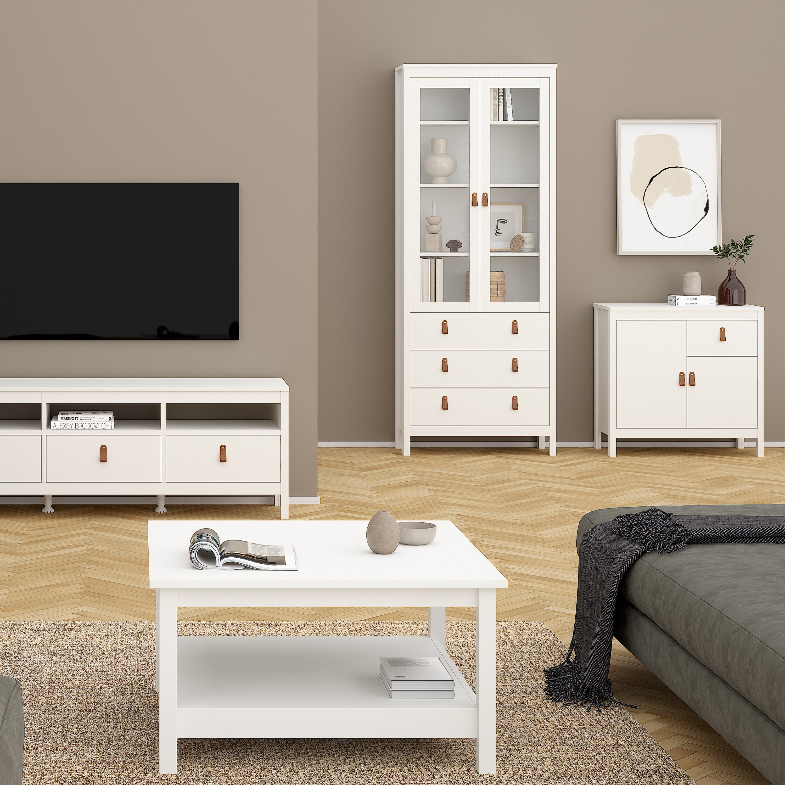 Barcelona Sideboard 2 Doors 1 Drawer in White – FTG, view 5