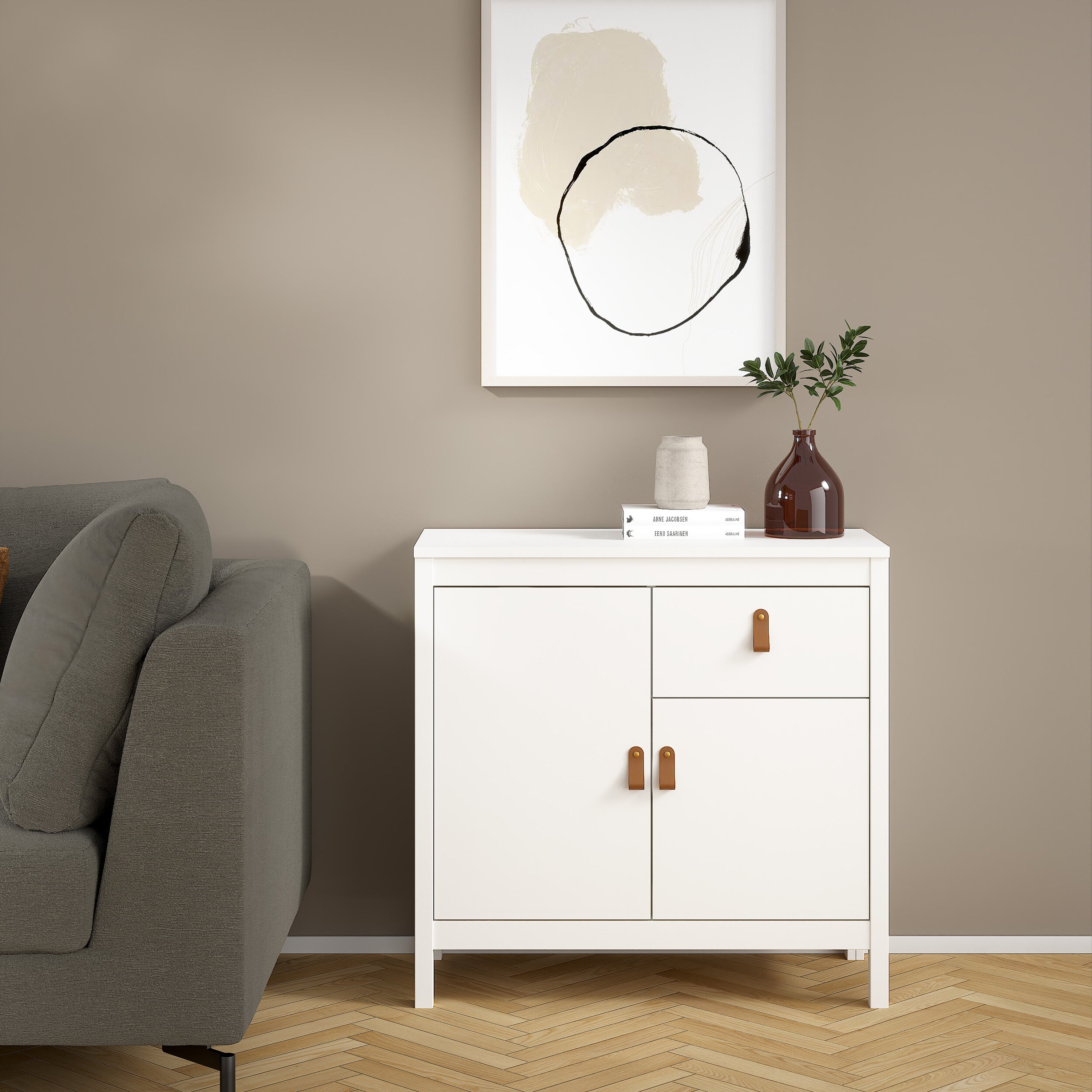 Barcelona Sideboard 2 Doors 1 Drawer in White – FTG, view 6