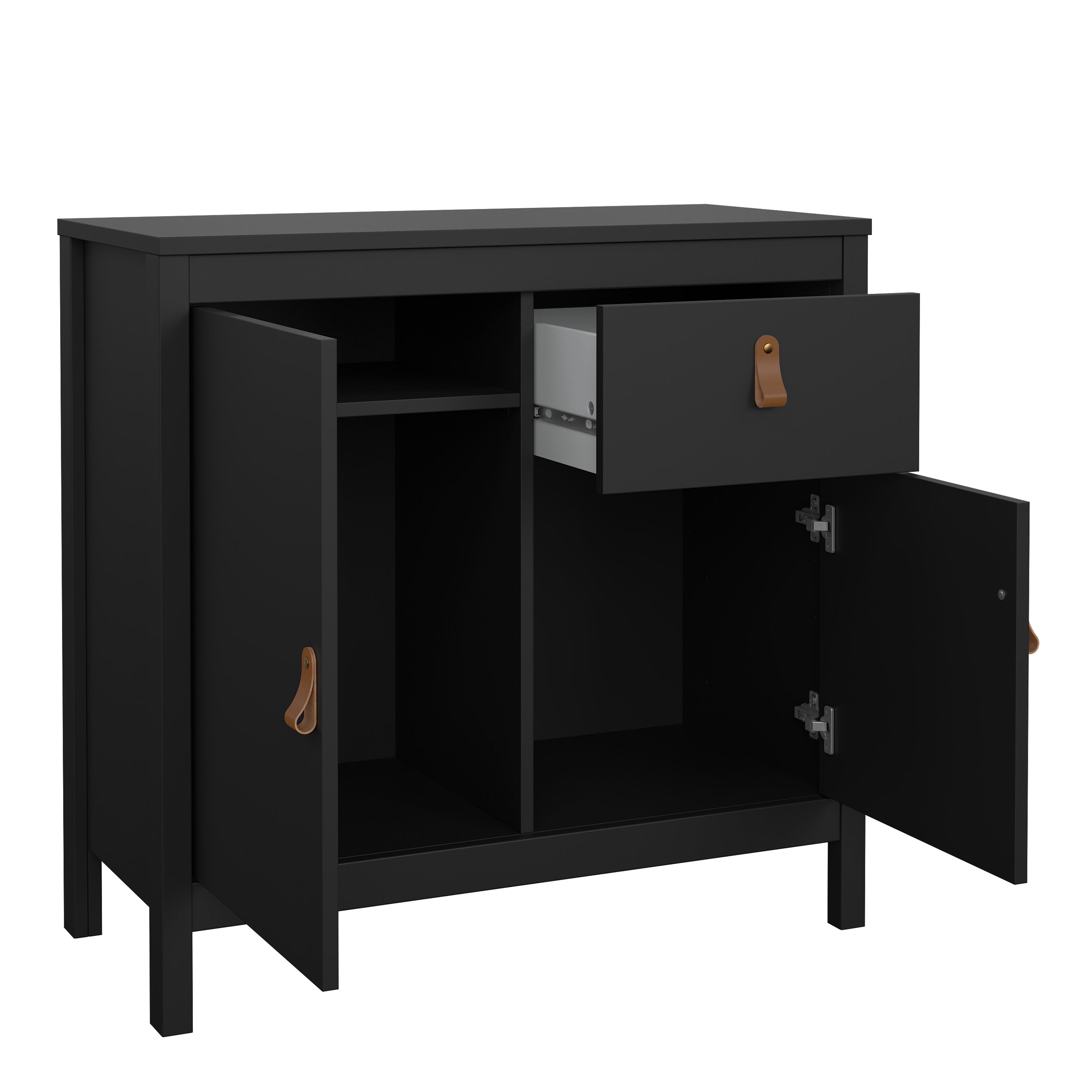 Barcelona Sideboard 2 Doors 1 Drawer in Matt Black – FTG, view 5