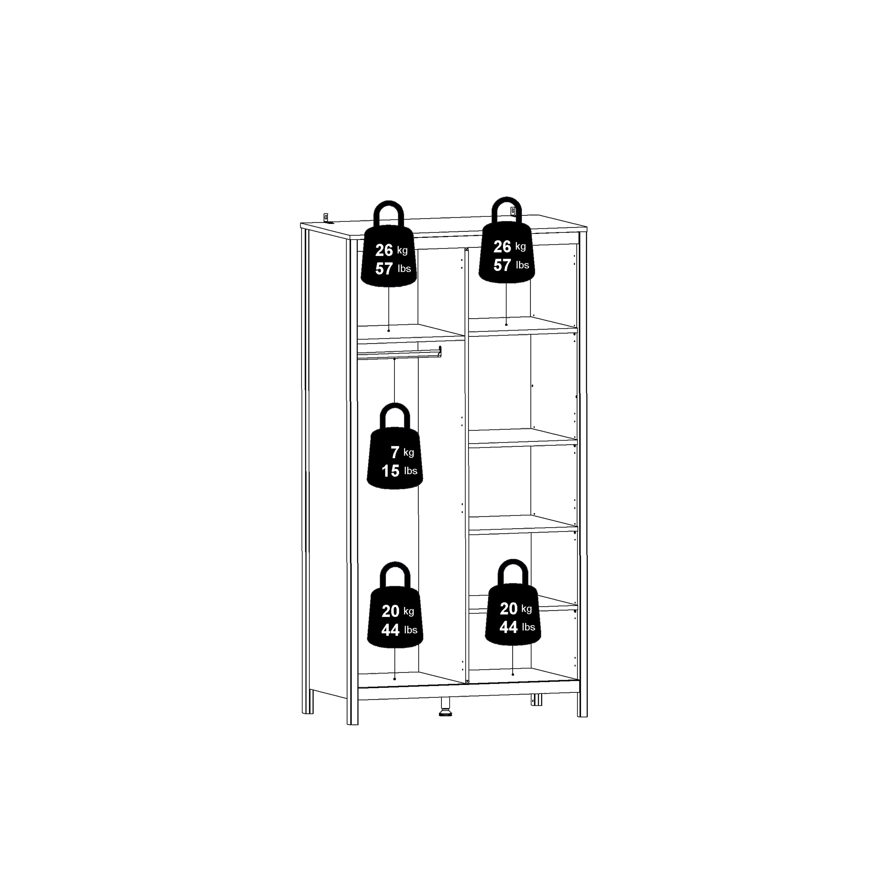 Barcelona Wardrobe with 2 Doors in White – FTG, view 11
