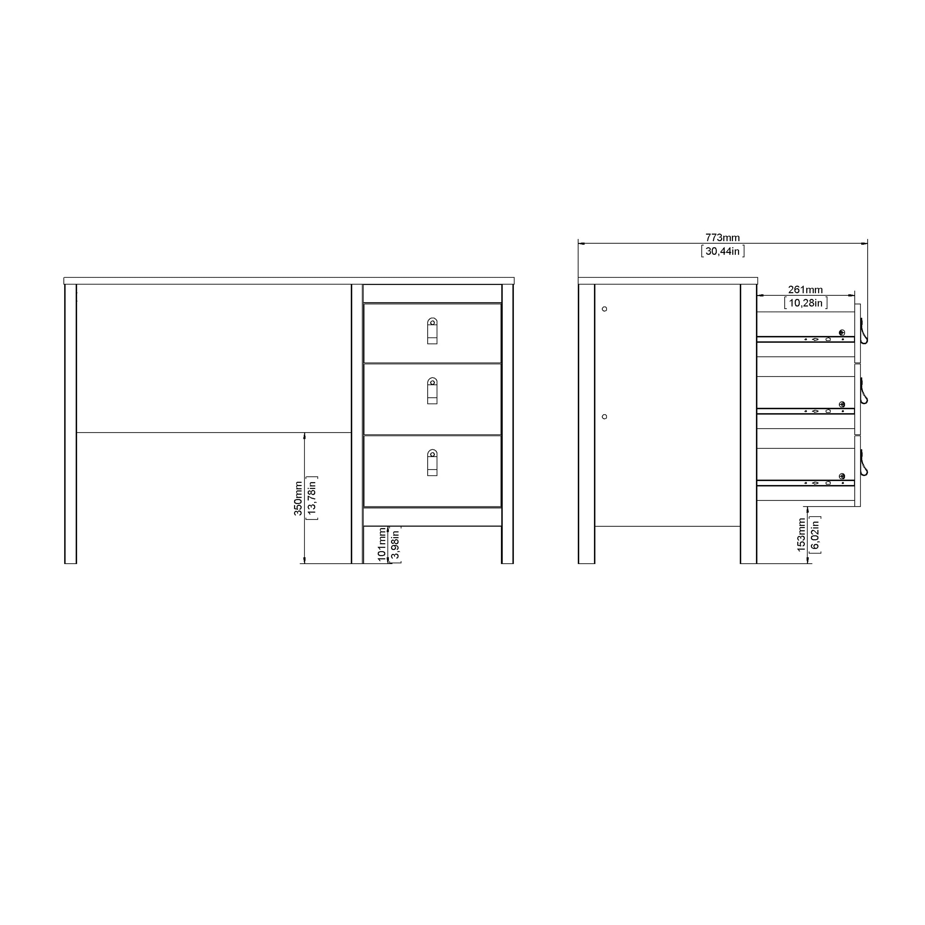 Barcelona Desk 3 Drawers in White – FTG, view 11