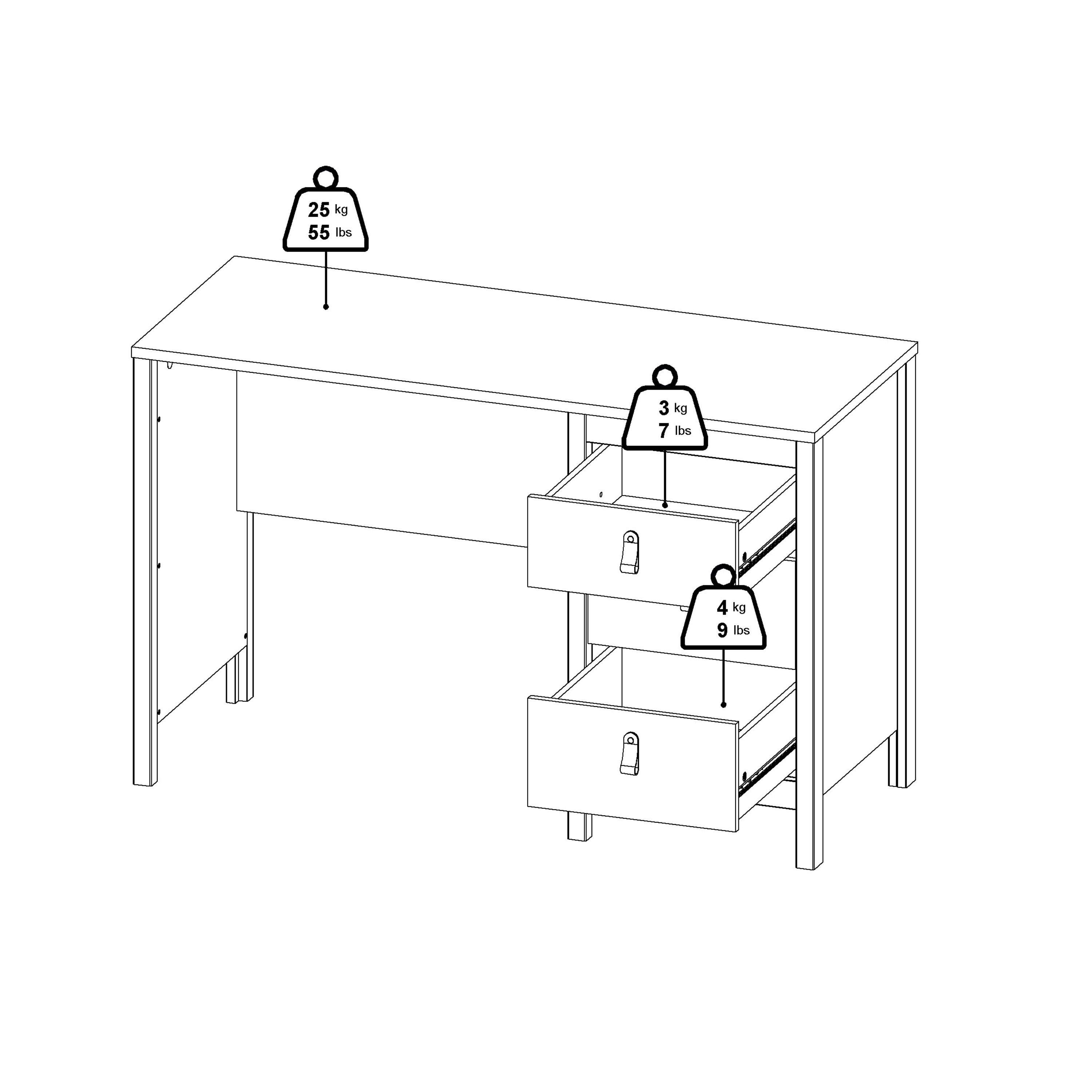 Barcelona Desk 3 Drawers in White – FTG, view 12