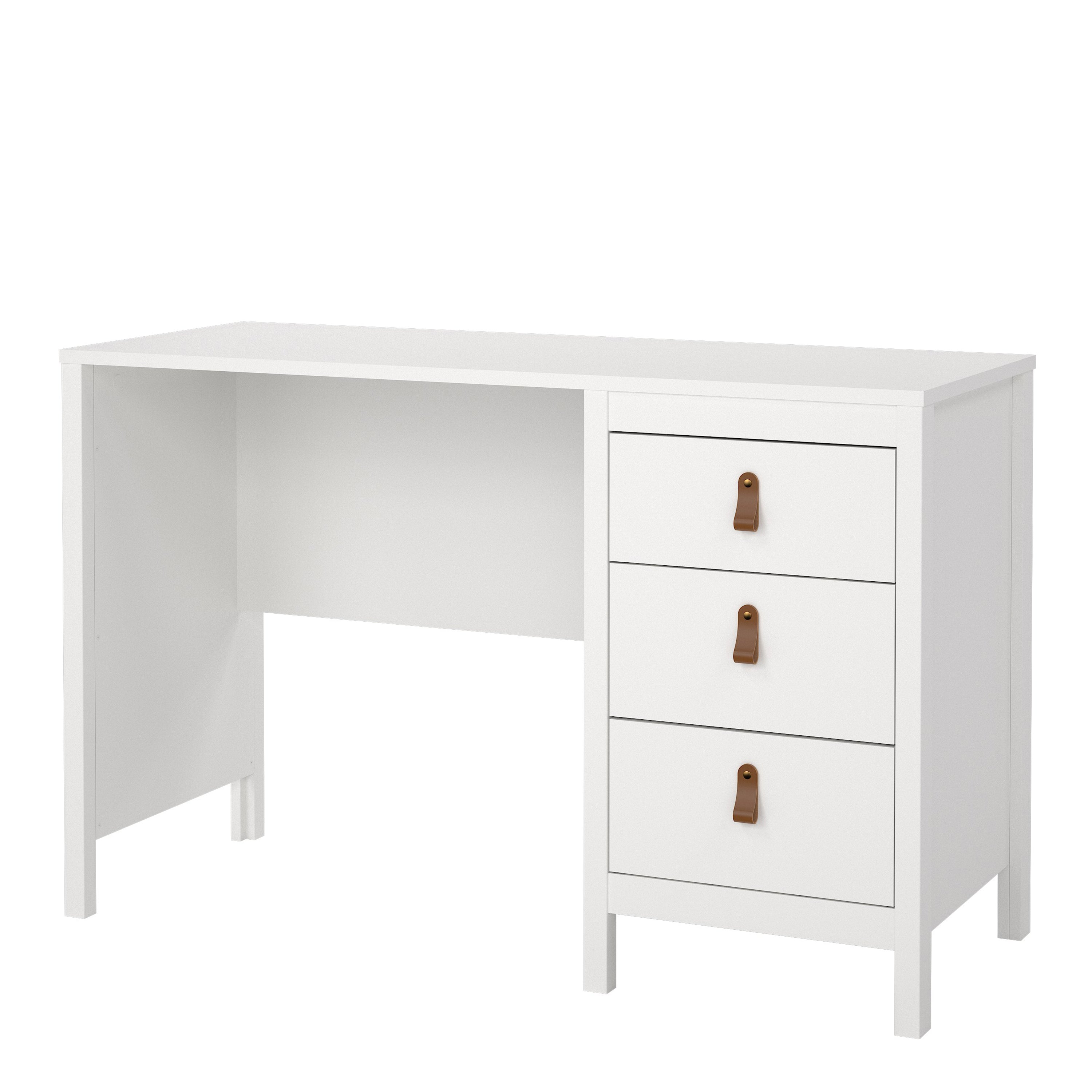 Barcelona Desk 3 Drawers in White – FTG, view 3