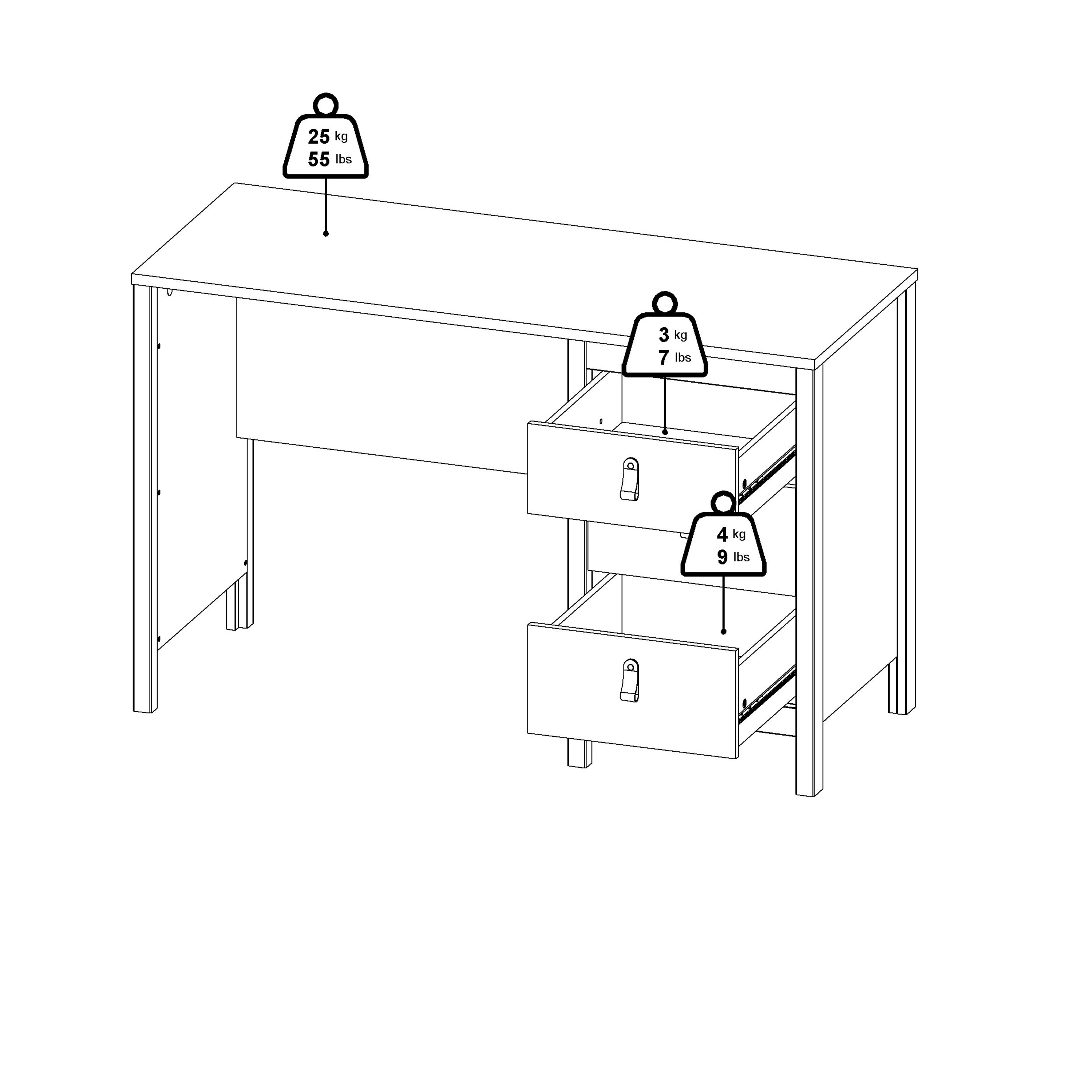 Barcelona Desk 3 Drawers in Matt Black – FTG, view 7