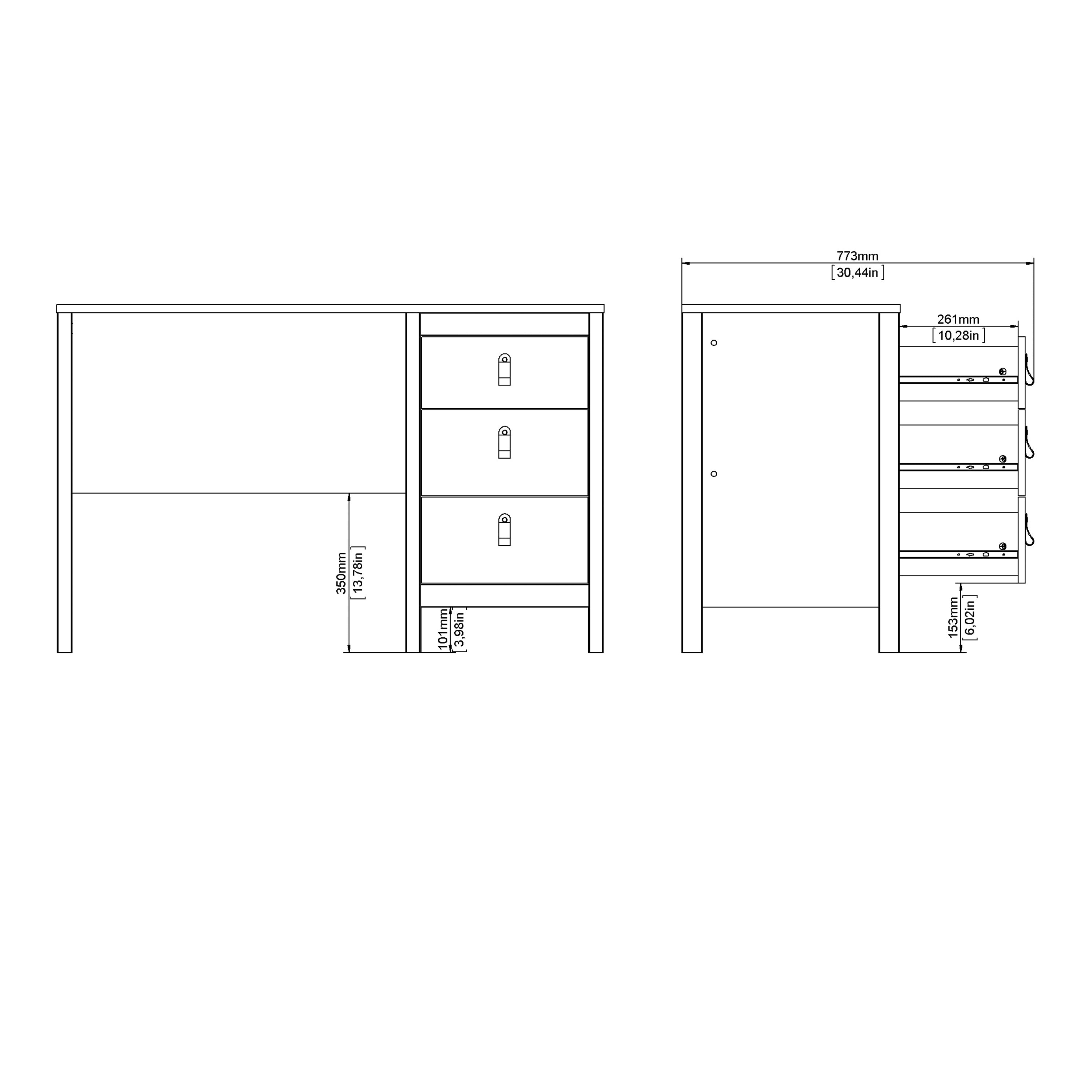 Barcelona Desk 3 Drawers in Jackson Hickory Oak – FTG, view 11