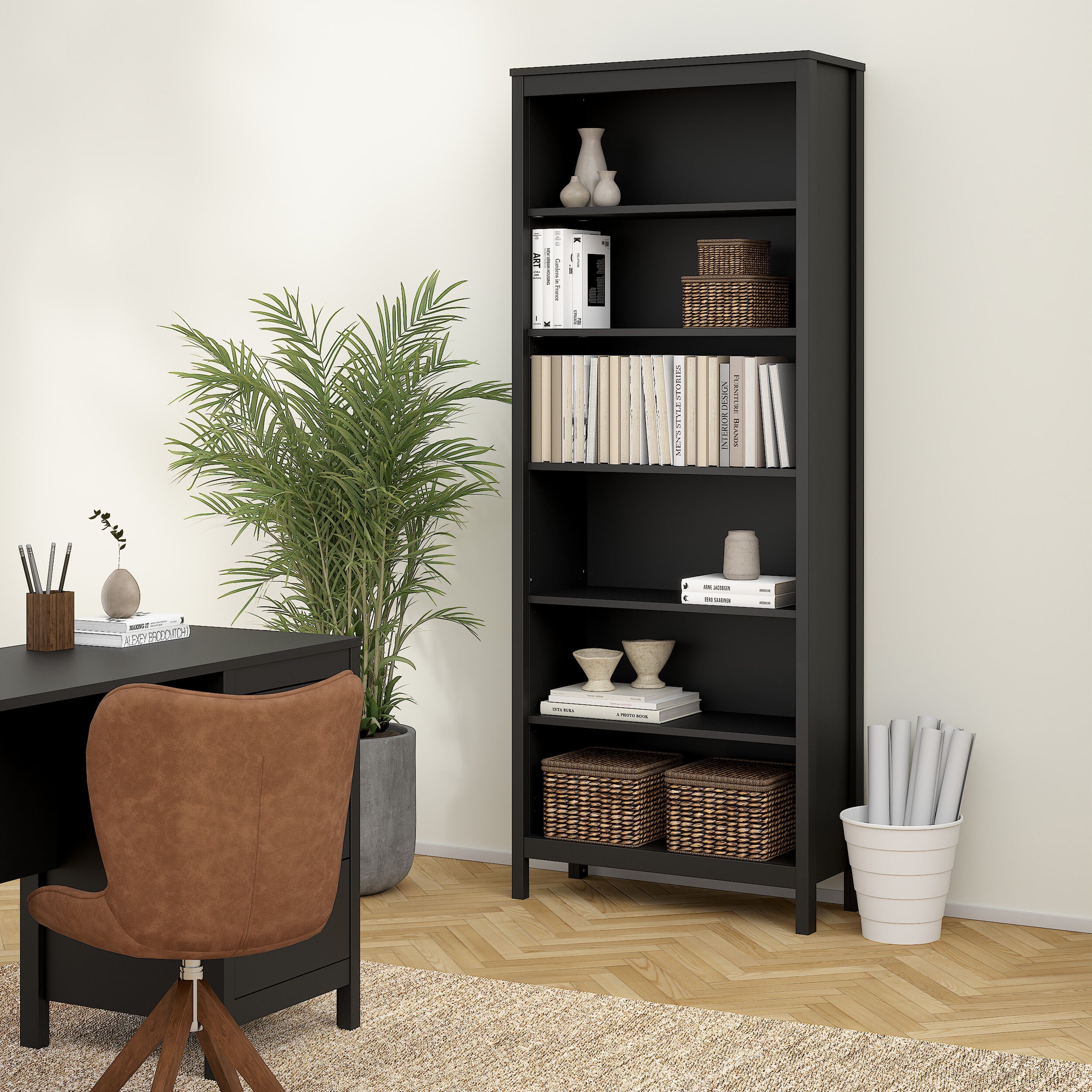 Barcelona Bookcase in Black – FTG, view 5
