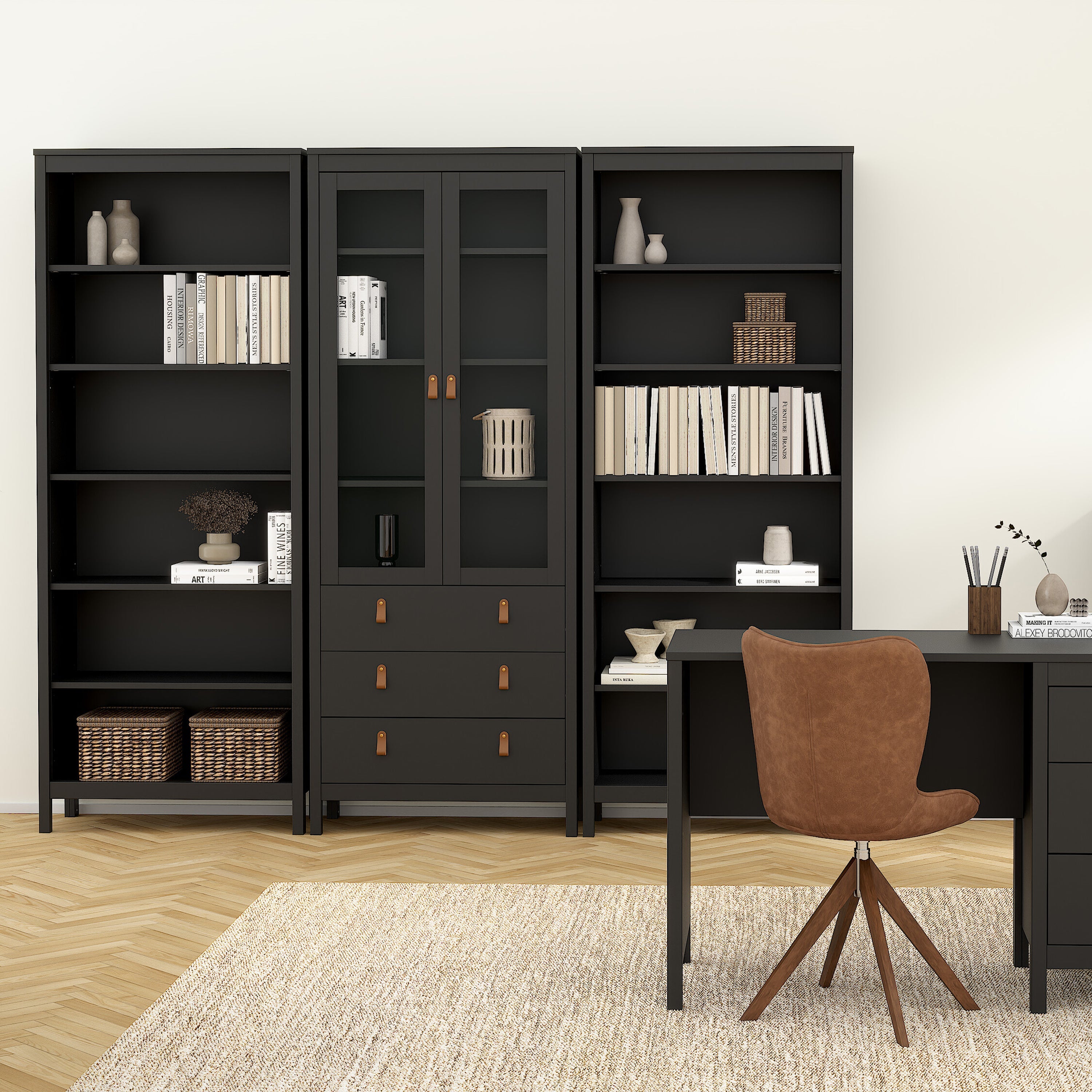 Barcelona Bookcase in Black – FTG, view 6