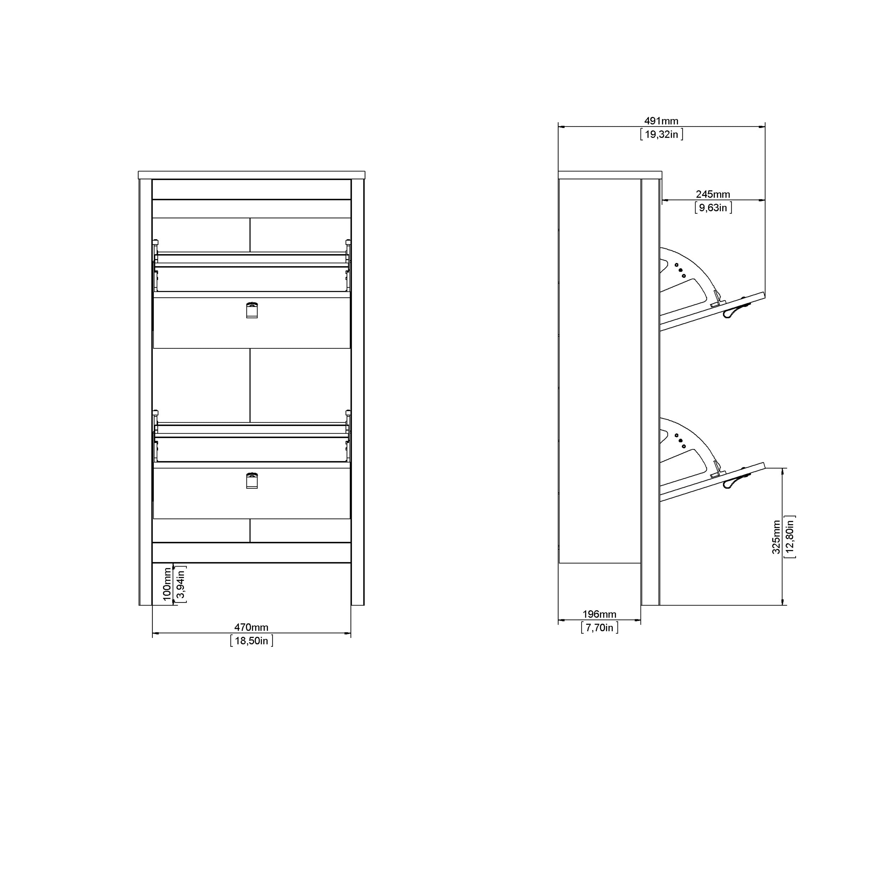 Barcelona Shoe Cabinet 2 Flip Down Doors in White – FTG, view 10