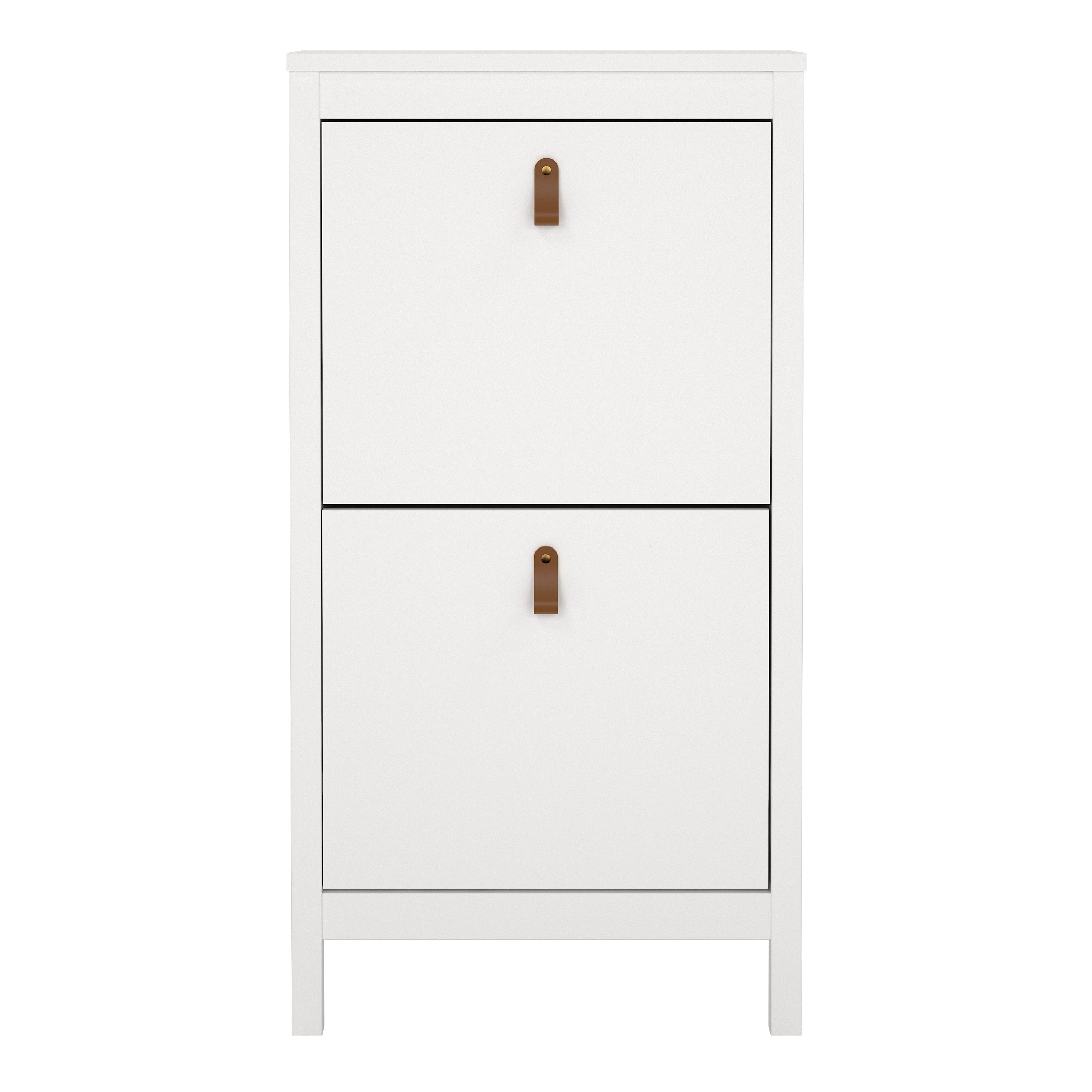 Barcelona Shoe Cabinet 2 Flip Down Doors in White – FTG, view 2