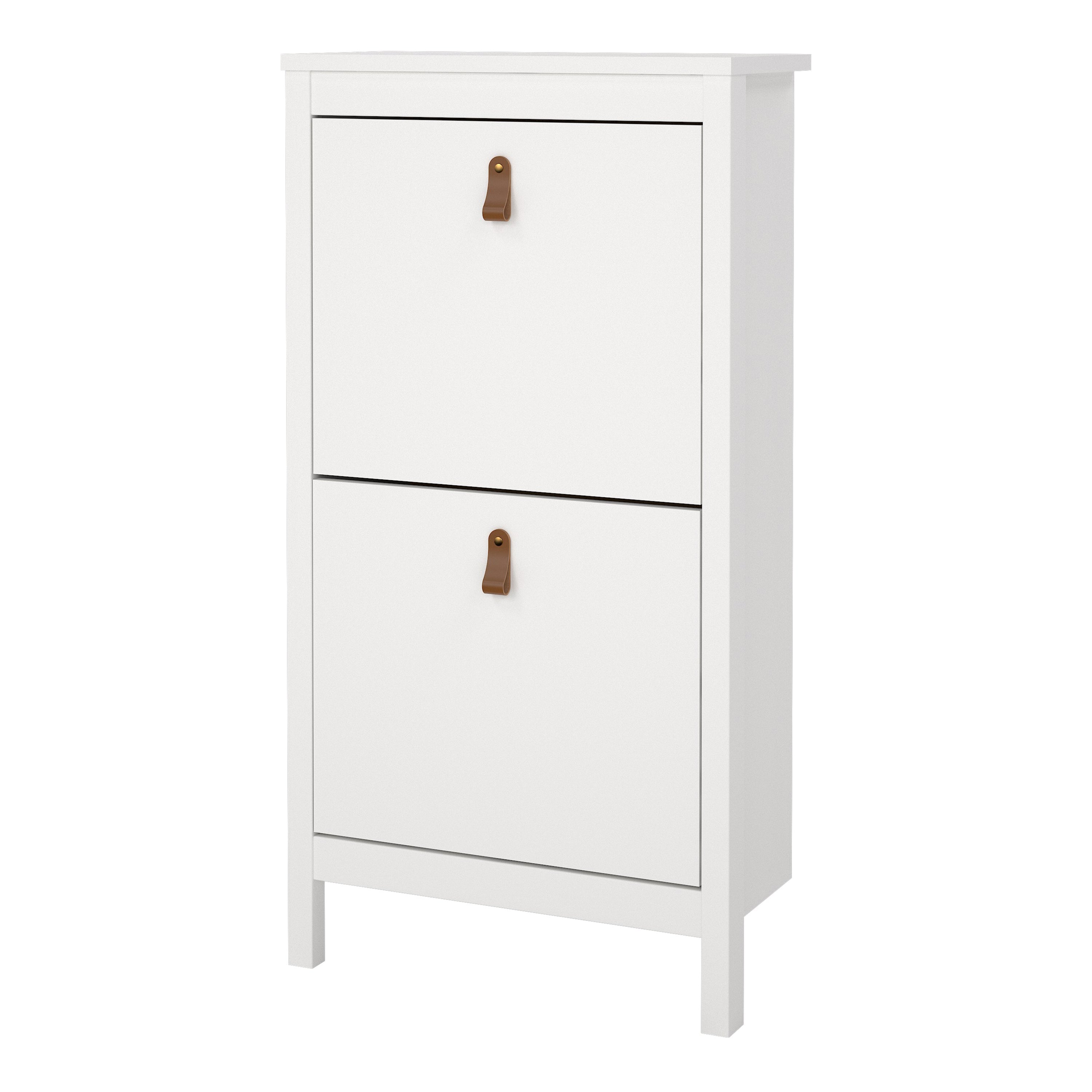 Barcelona Shoe Cabinet 2 Flip Down Doors in White – FTG, view 3