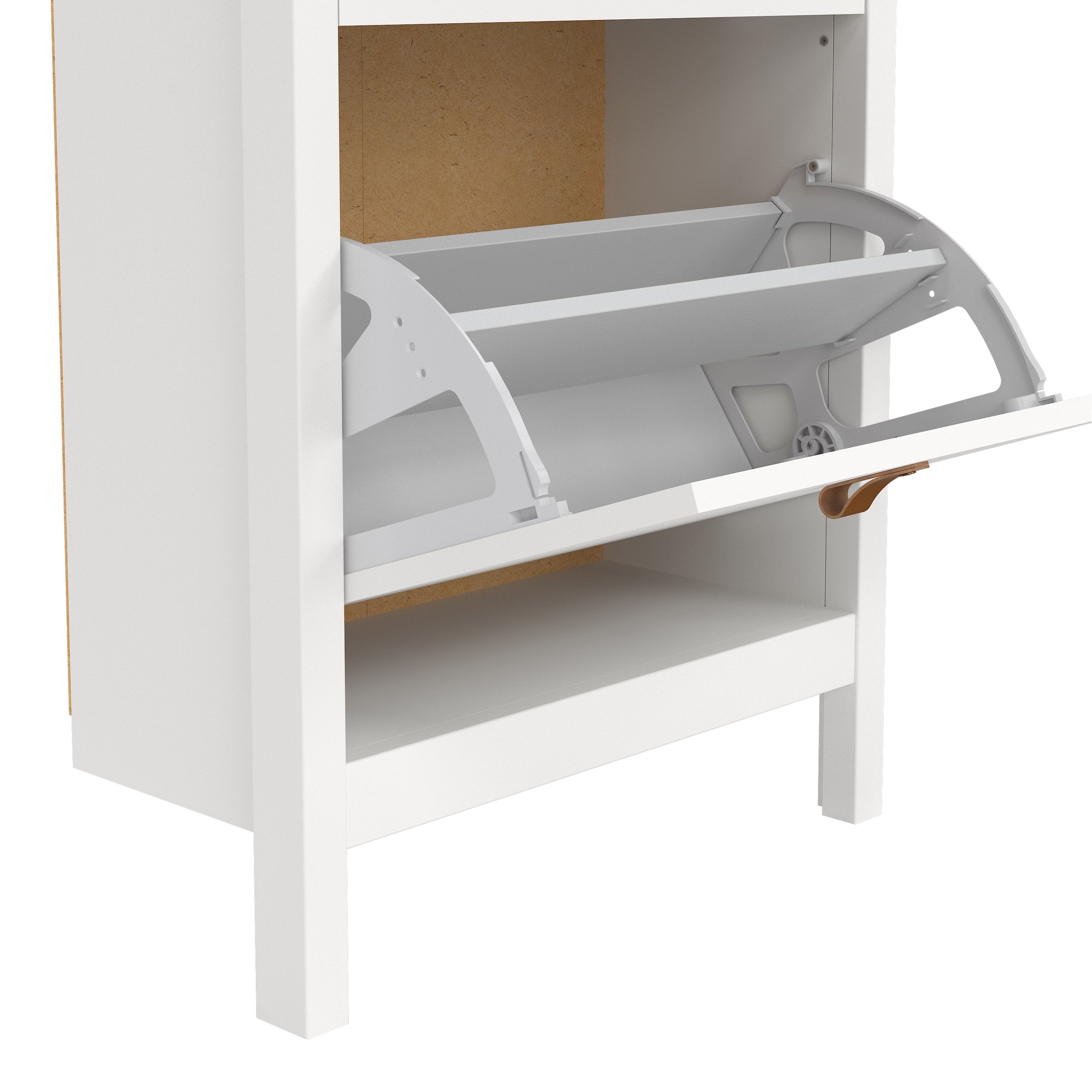 Barcelona Shoe Cabinet 2 Flip Down Doors in White – FTG, view 8