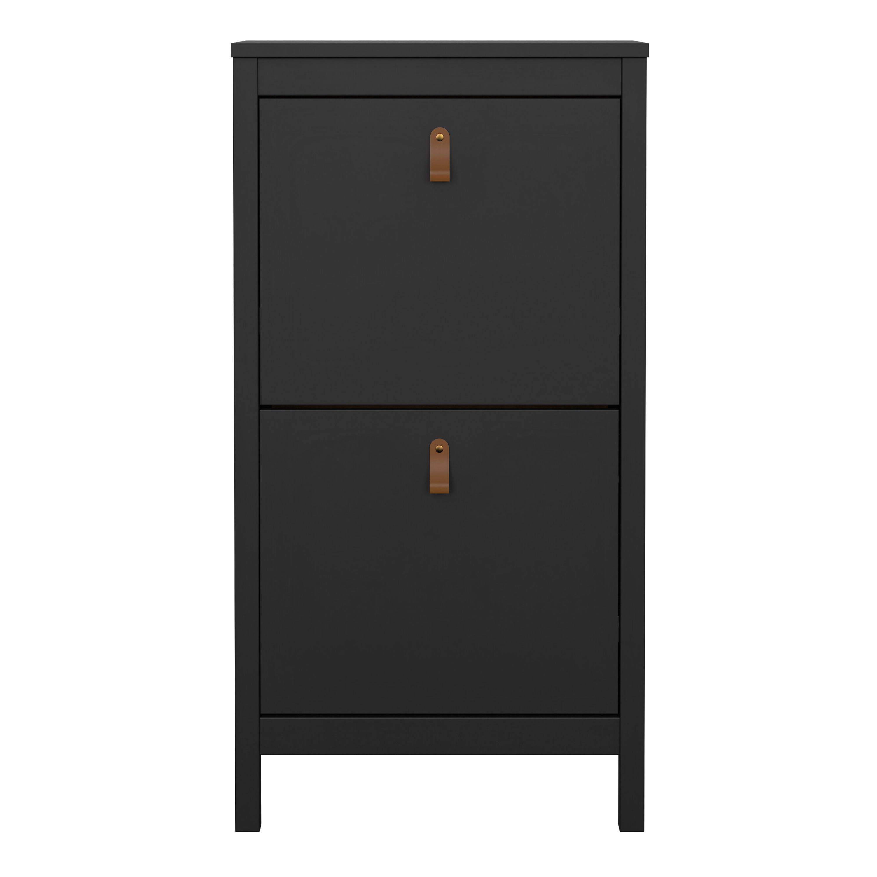 Barcelona Shoe Cabinet 2 Flip Down Doors in Matt Black – FTG, view 2