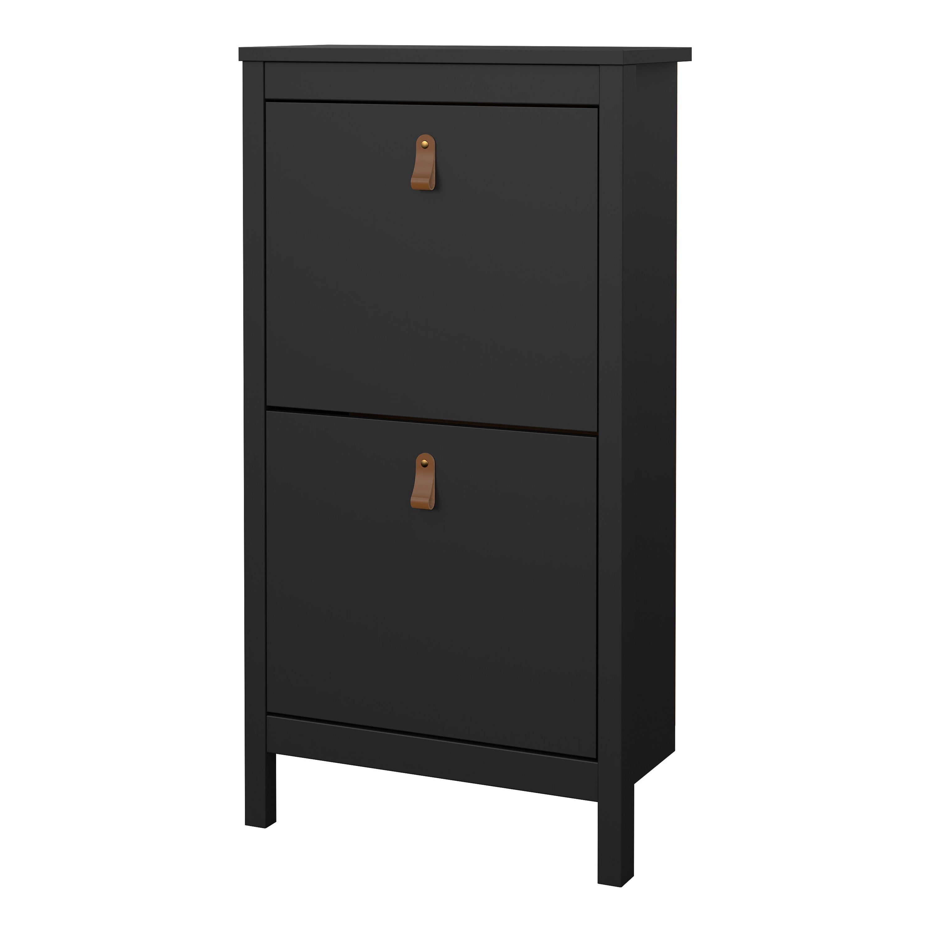 Barcelona Shoe Cabinet 2 Flip Down Doors in Matt Black – FTG, view 3
