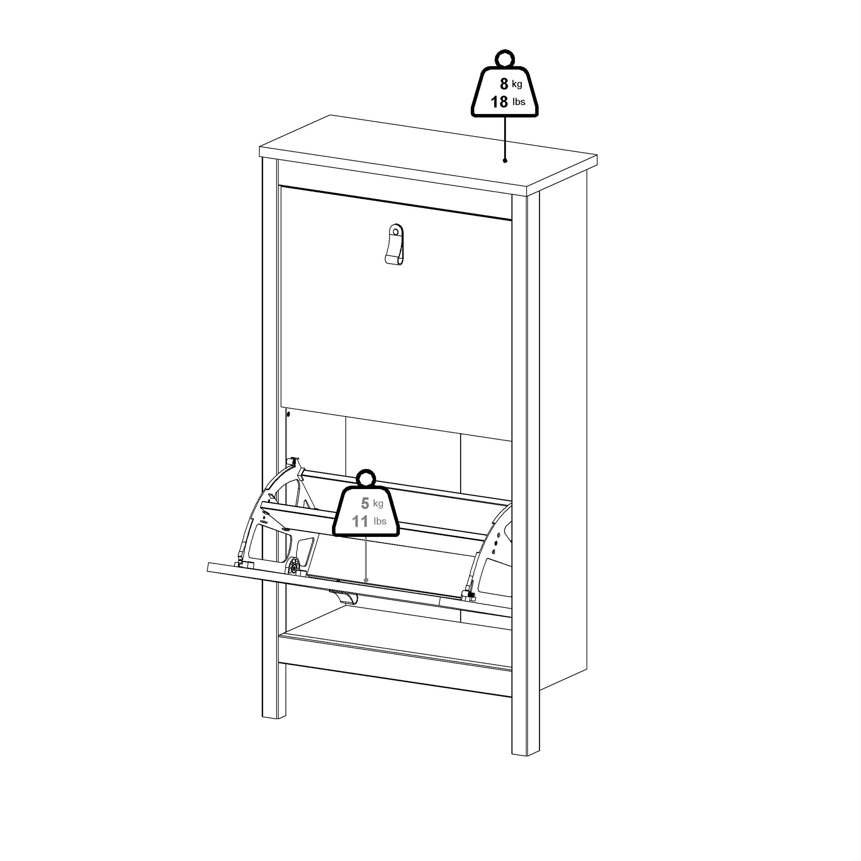 Barcelona Shoe Cabinet 2 Flap Doors in Jackson Hickory Oak – FTG, view 12